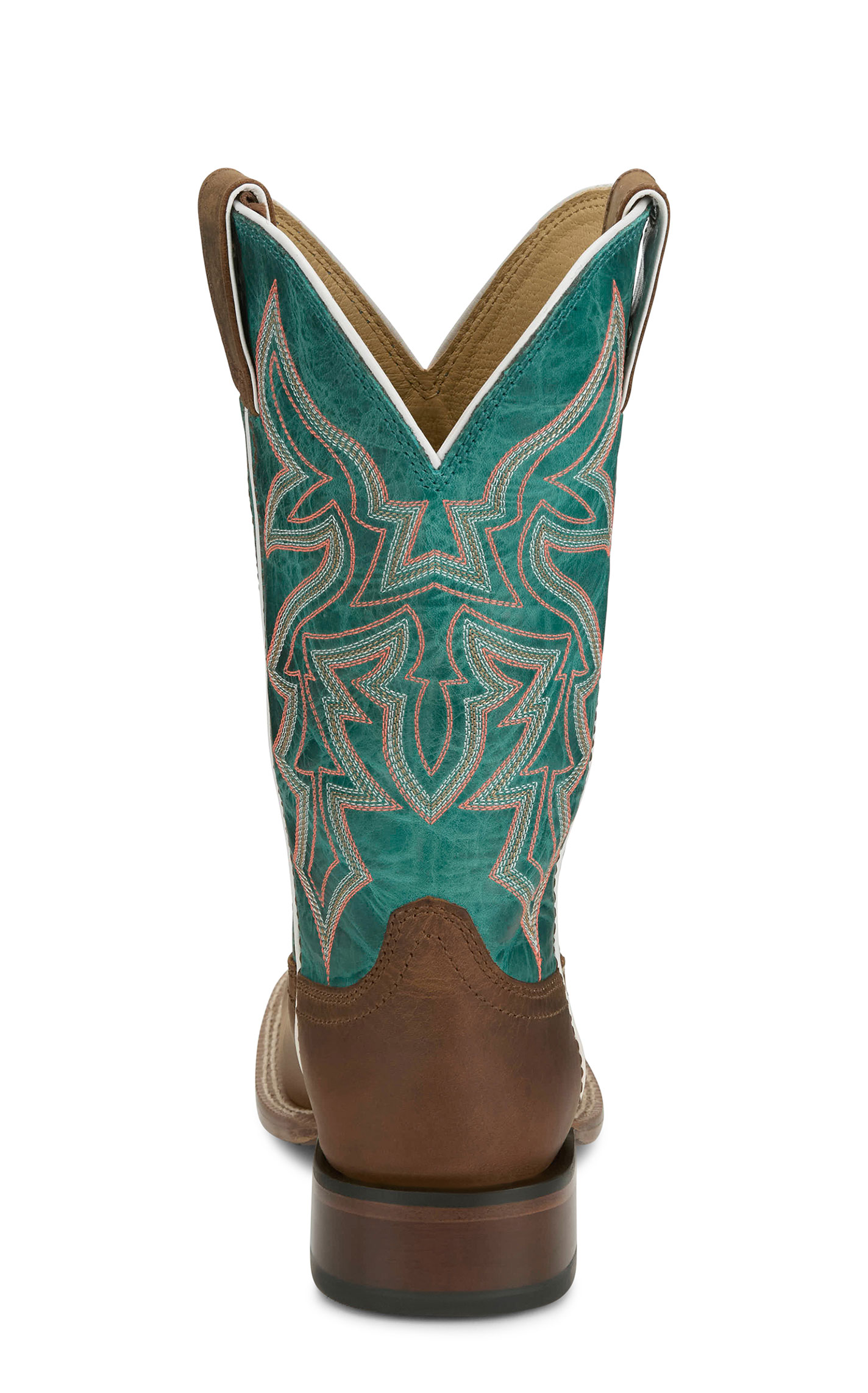 Justin Women's Frontier Collection Brown & Teal Wide Square Toe Boots - Image 1