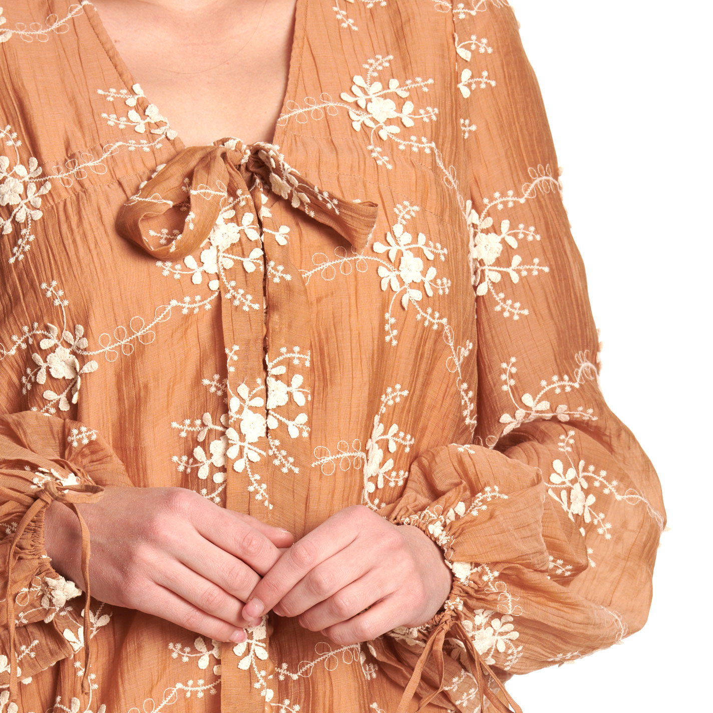 Endless Blu Women’s Rust Floral Embroidered Mini Dress - Image 3