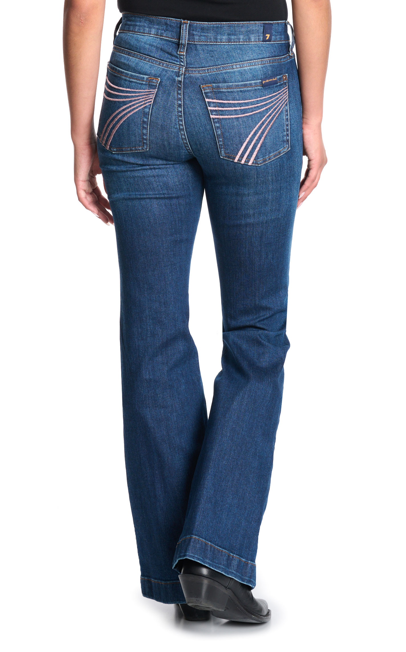 7 for All Mankind Women's Pink Stitch Dojo Tailorless Trouser Jeans - Image 3