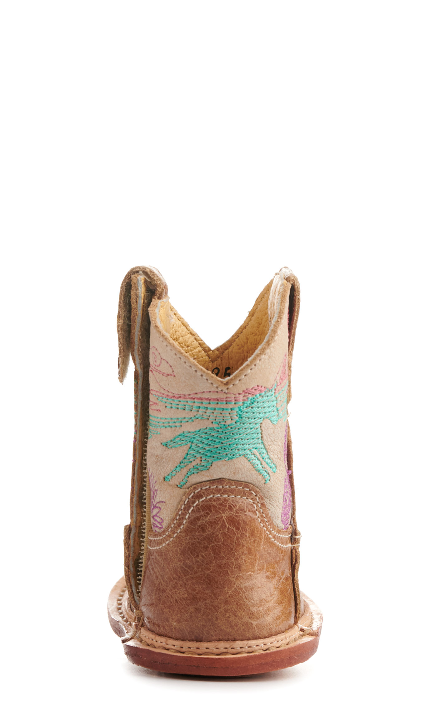 Roper Cowbabies Burnished Brown and Cream Running Free Embroidery Square Toe Cowboy Boots - Image 1