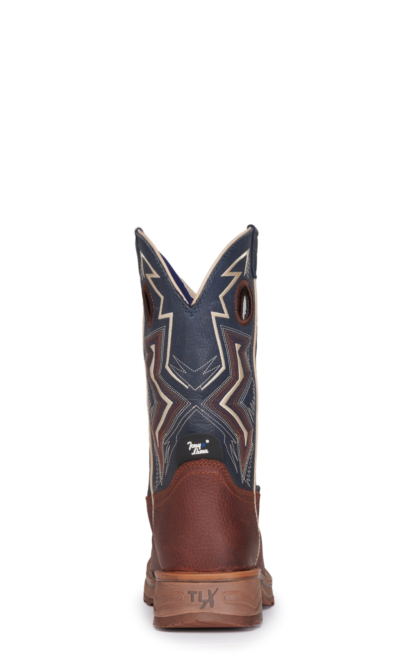 Tony Lama Men's Brown and Blue Square Toe Work Boots - Image 1