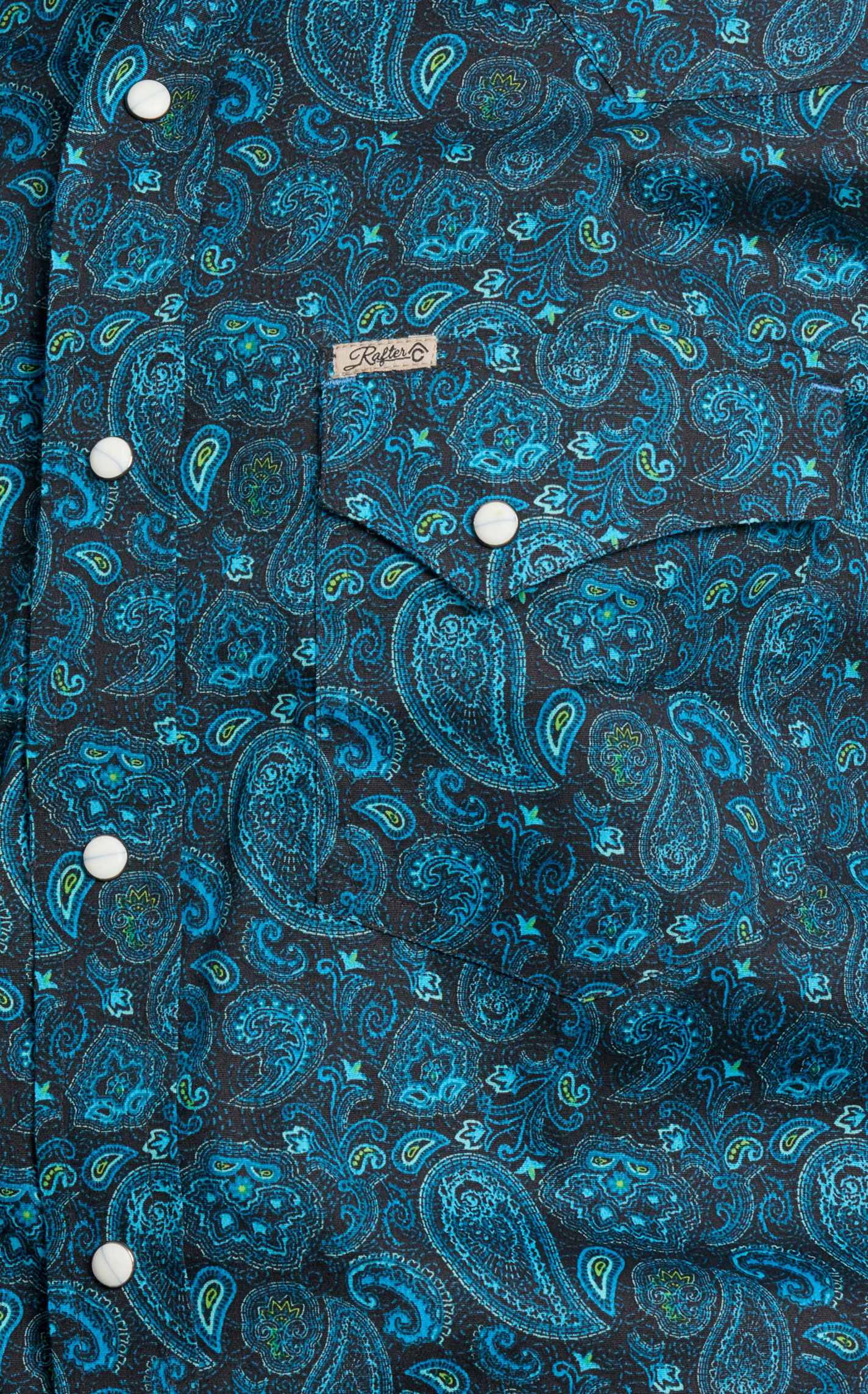 Rafter C Men's ProFlex45 Black & Turquoise Paisley Western Shirt - Image 1