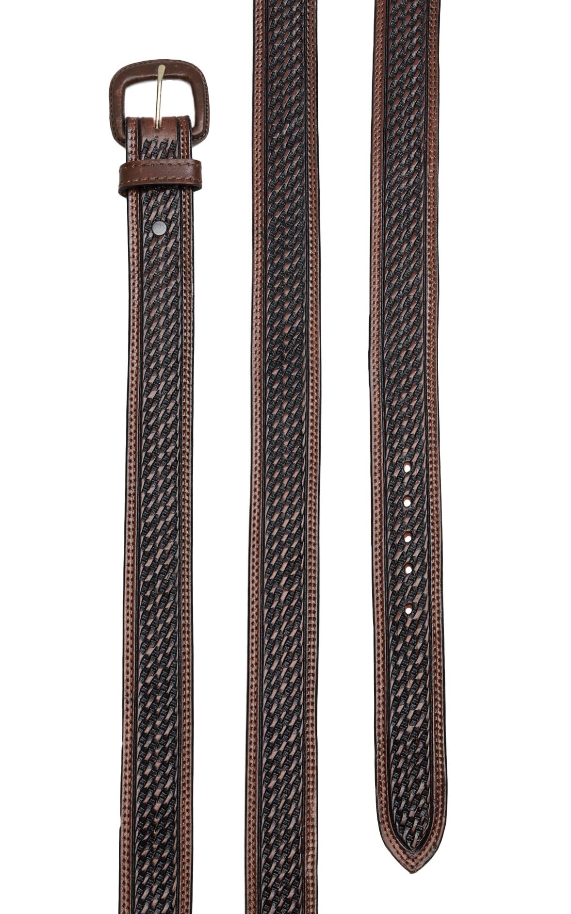 Vogt Men's Dark Brown Basket Weave Western Belt - Image 1