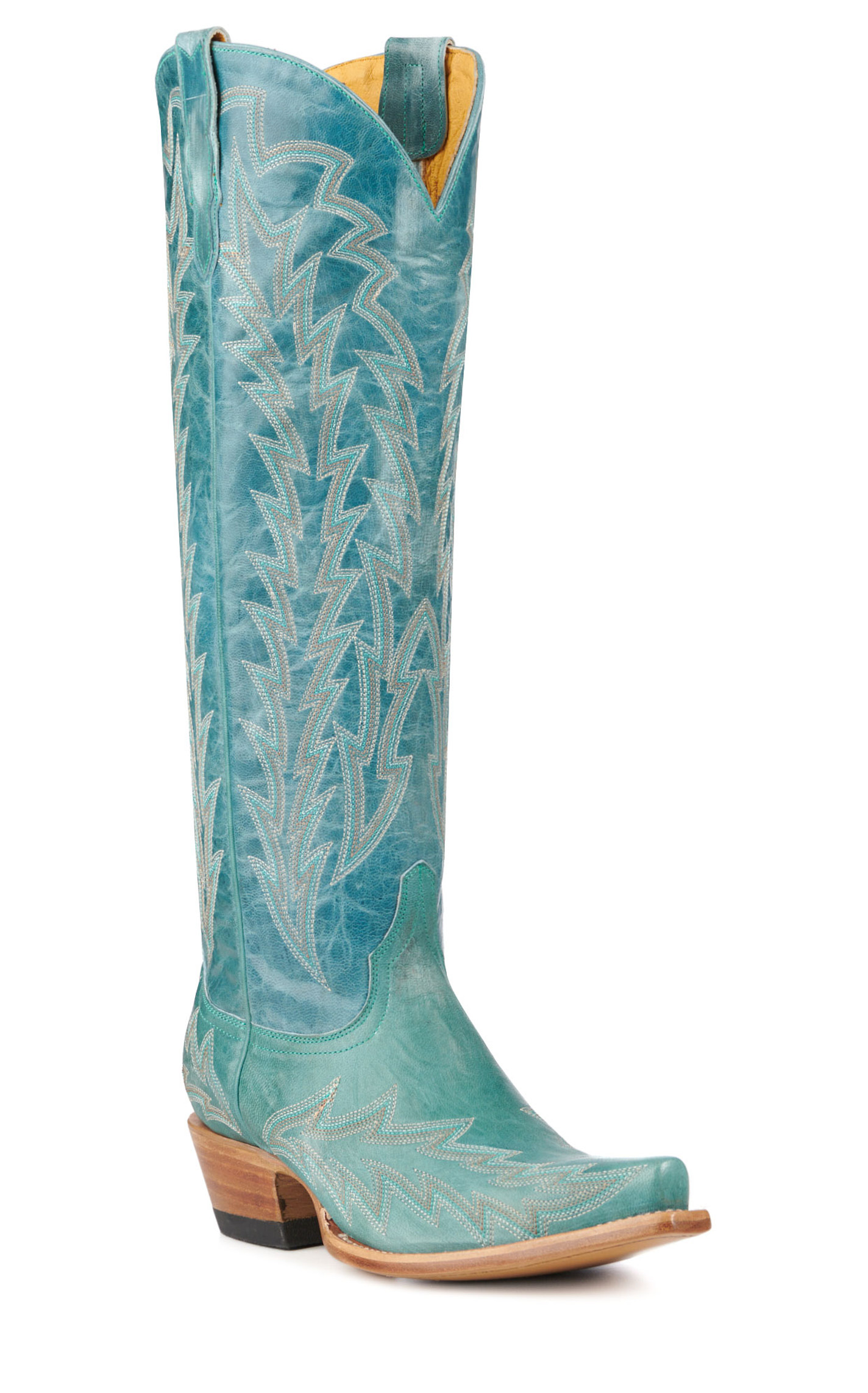 JRC & Sons Women’s Nancy Turquoise Snip Toe Tall Cowboy Boots - Image 1