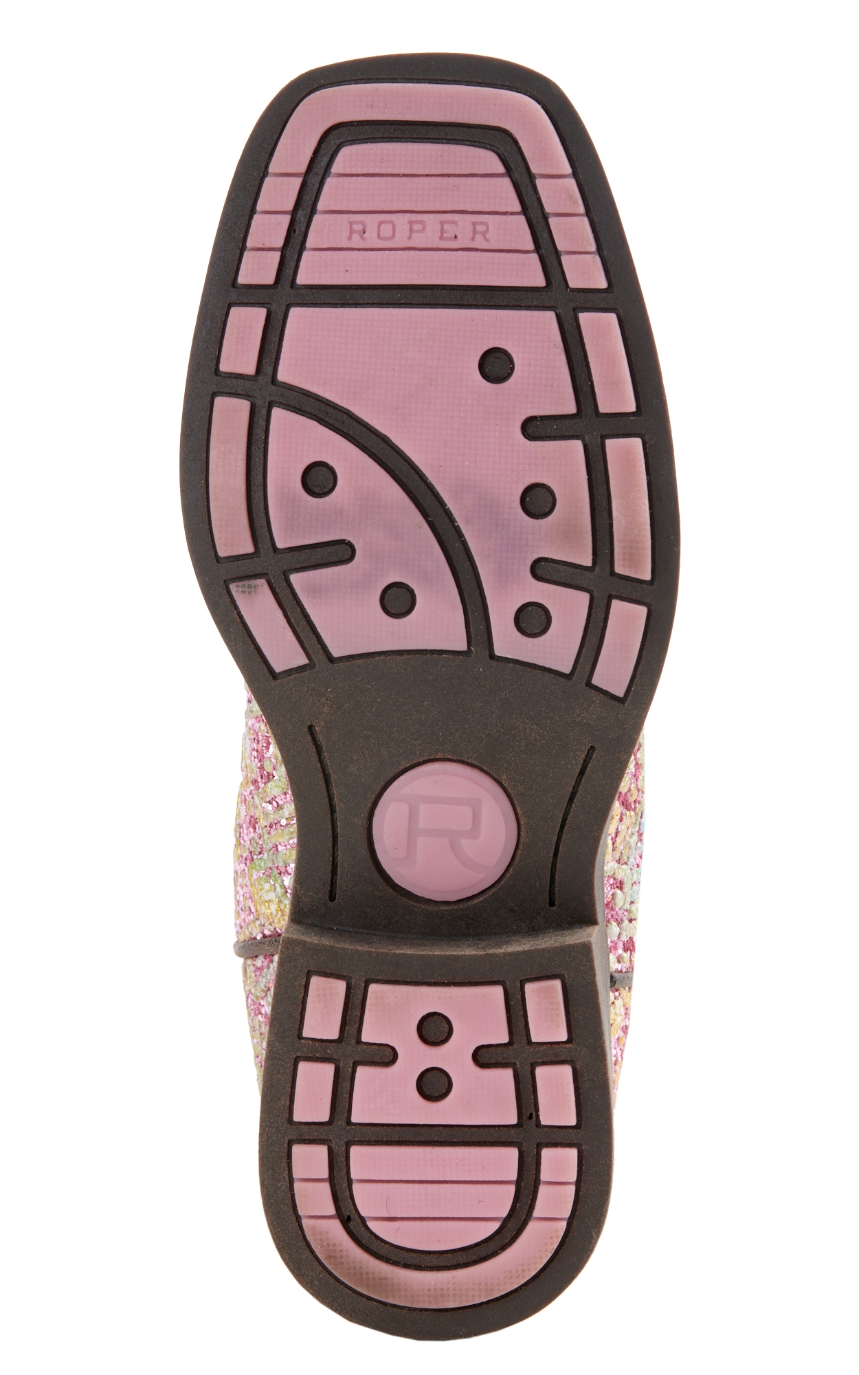 Roper Kids Pink Glitter Aztec Square Toe Cowboy Boot - Image 1