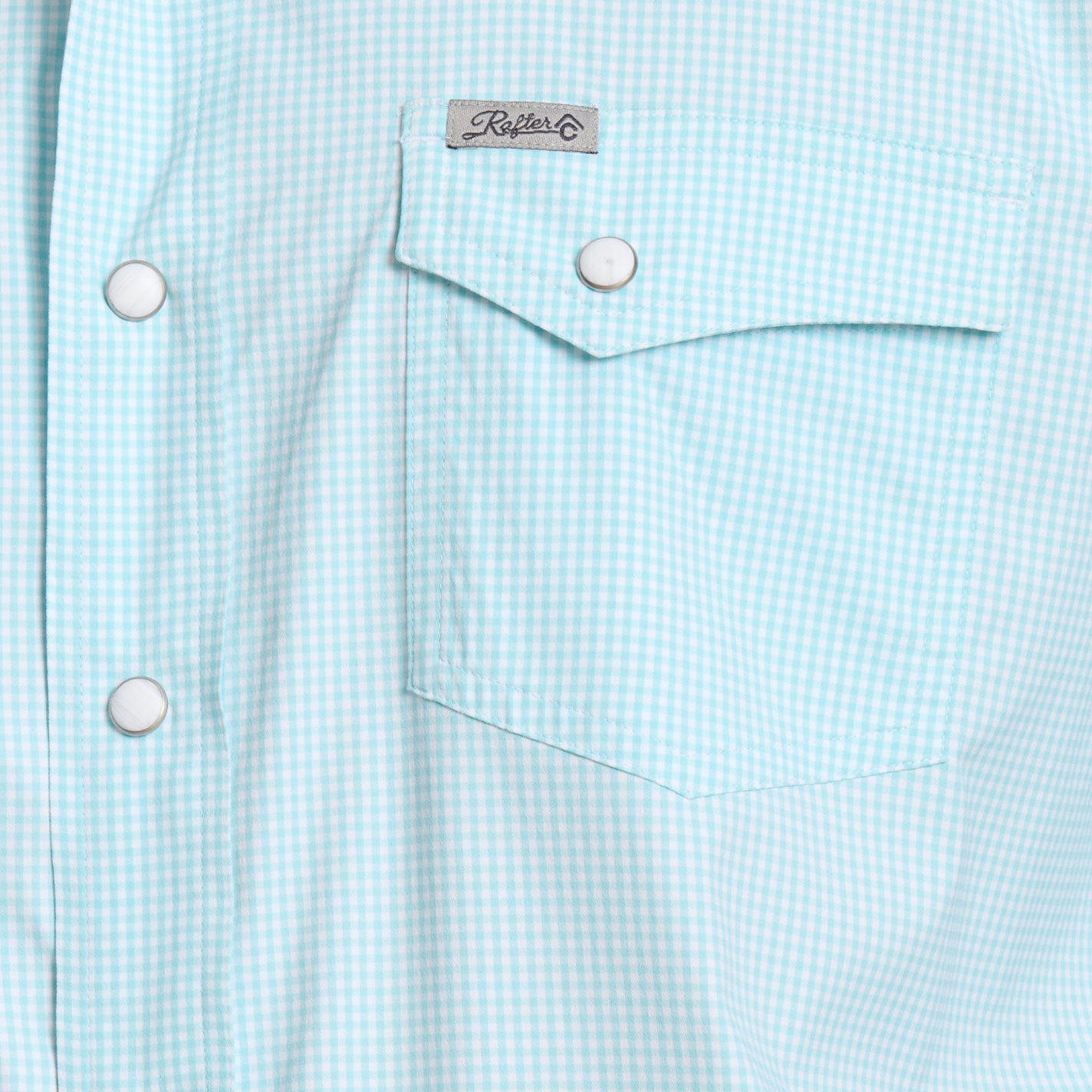 Rafter C Outdoors Men's Turquoise Gingham Fishing Shirt - Image 1
