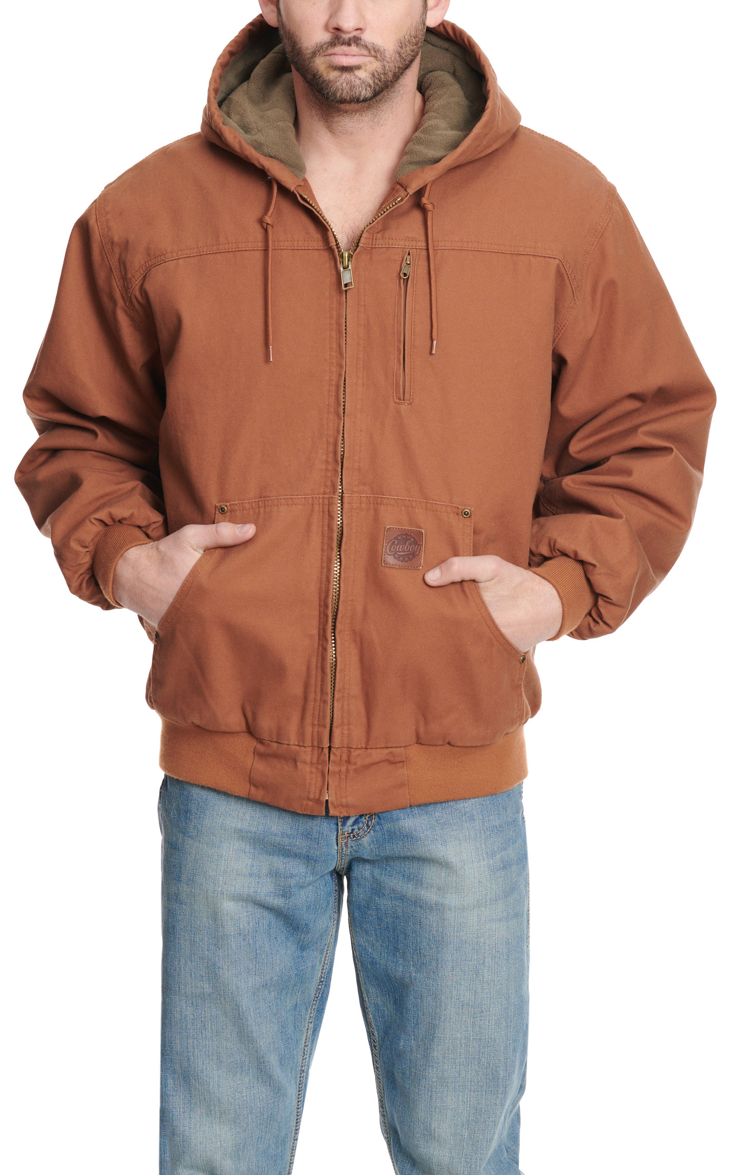 Cowboy Workwear Men's Clay Brown Hooded Canvas Jacket - Image 1