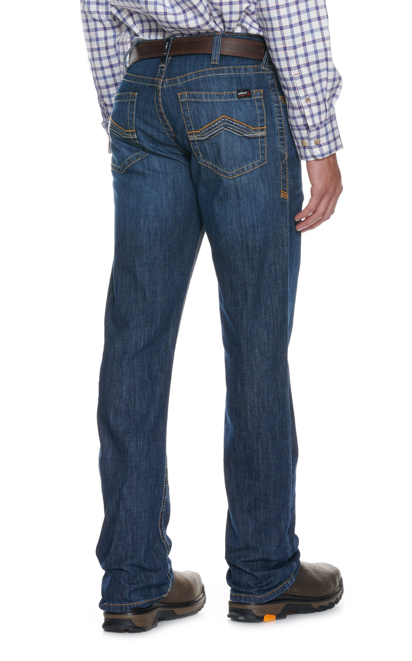 Ariat Men's FR M4 Jett Medium Wash Stretch DuraLight Relaxed Fit Boot Cut Work Jeans - Image 1