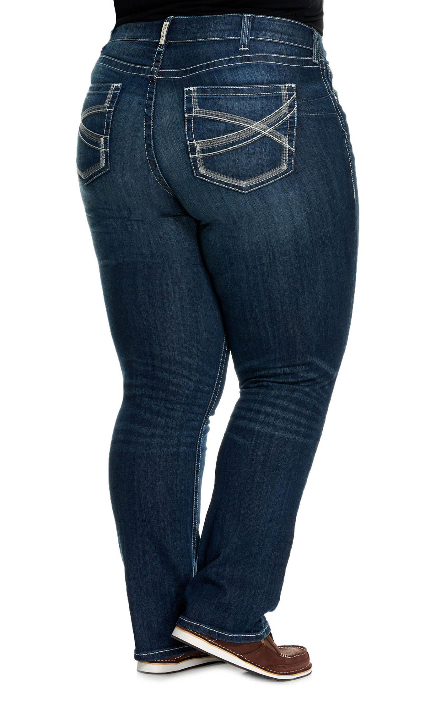 Ariat Women's REAL Ivy Dresden Dark Wash Mid Rise Straight Leg Stretch Jeans-Plus Sizes - Image 1