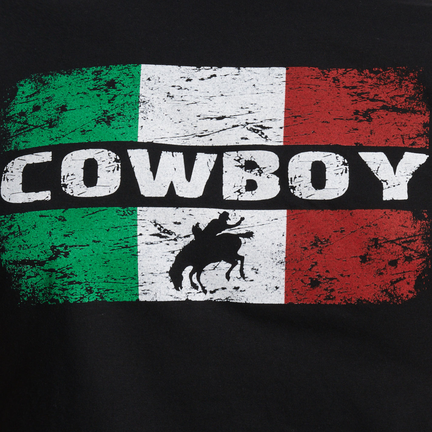 Cowboy Hardware Men's Black Cowboy Mexican Flag T-Shirt - Image 1