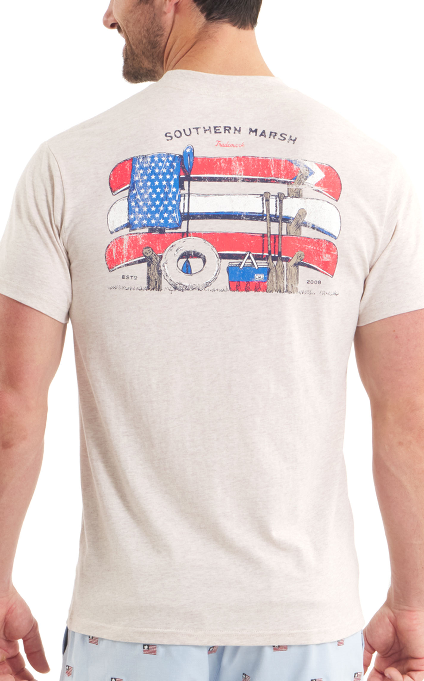 Southern Marsh Men's Oat Summer Canoe Graphic T-Shirt - Image 1