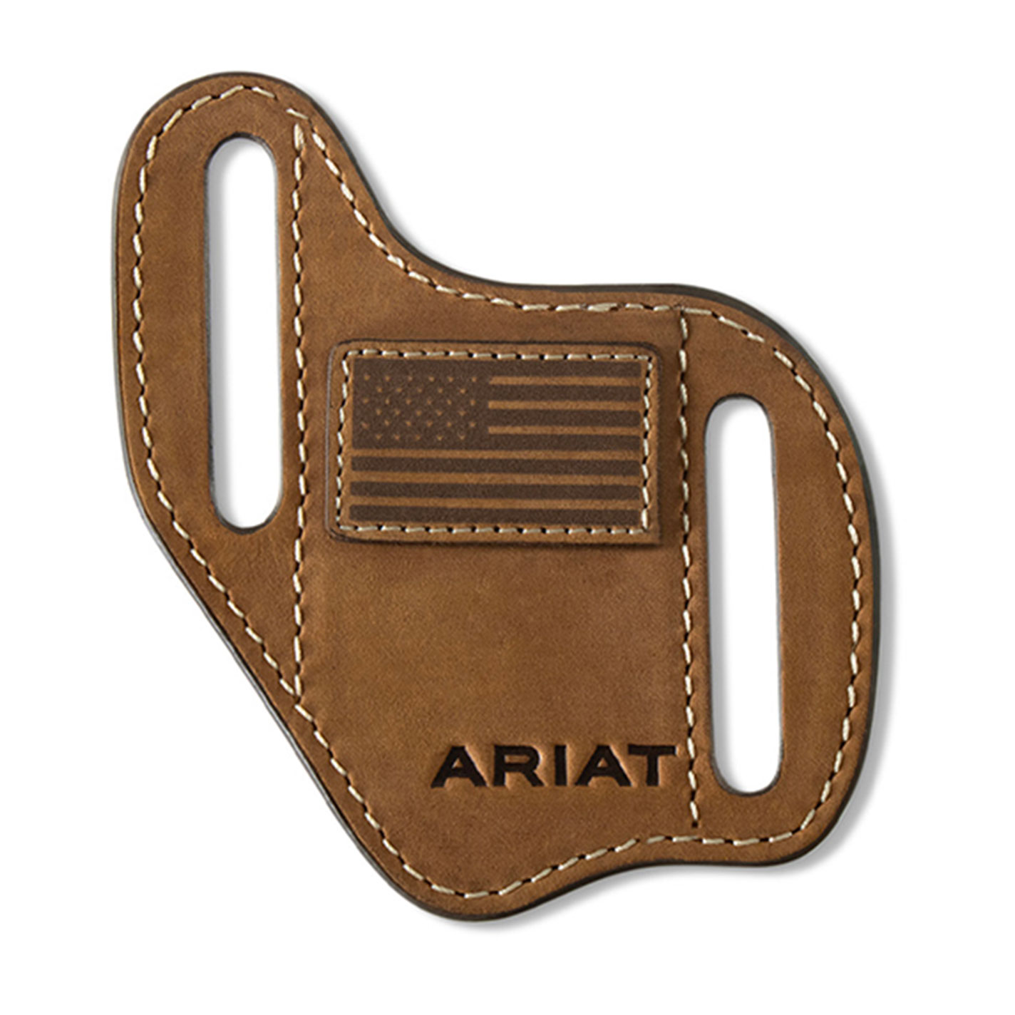 Ariat Men's Brown American Flag Patch Pancake Knife Sheath - Image 1