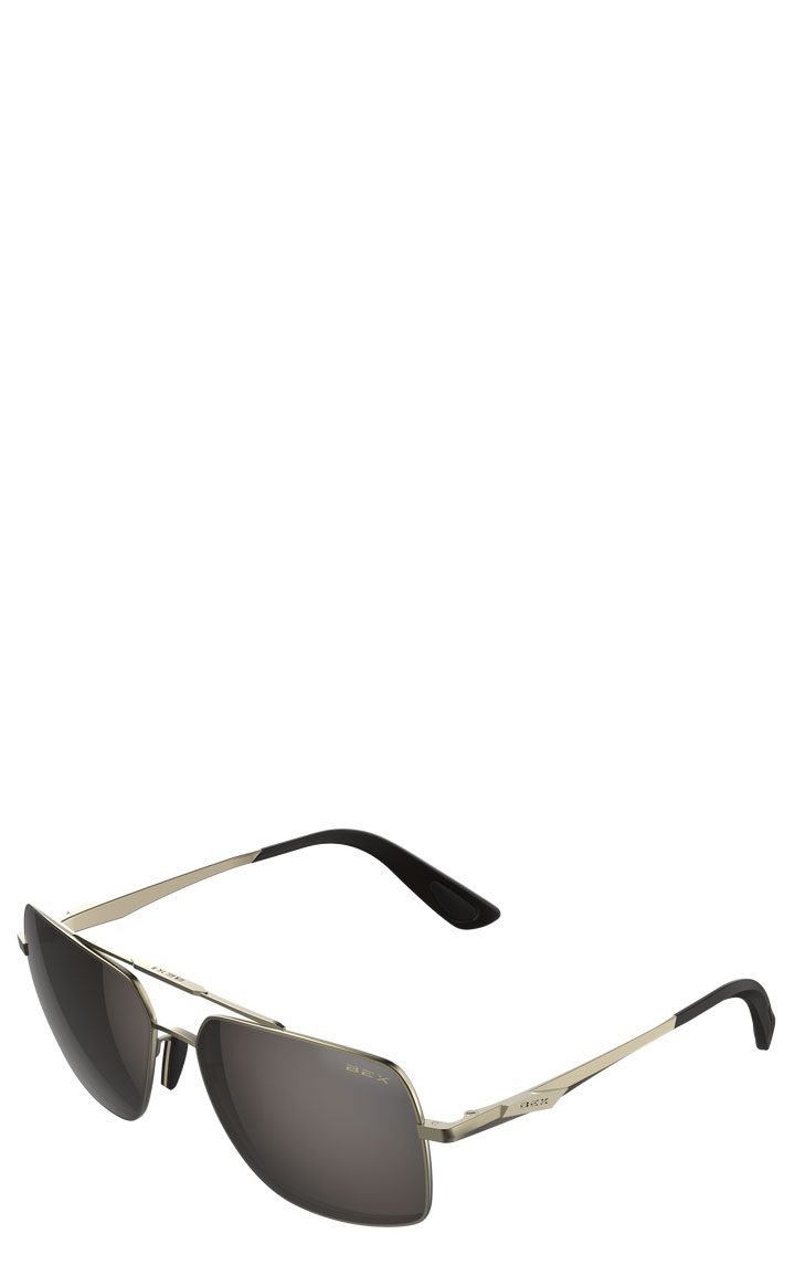 BEX Wing Matte Gold Brown Silver Aviator Sunglasses - Image 1