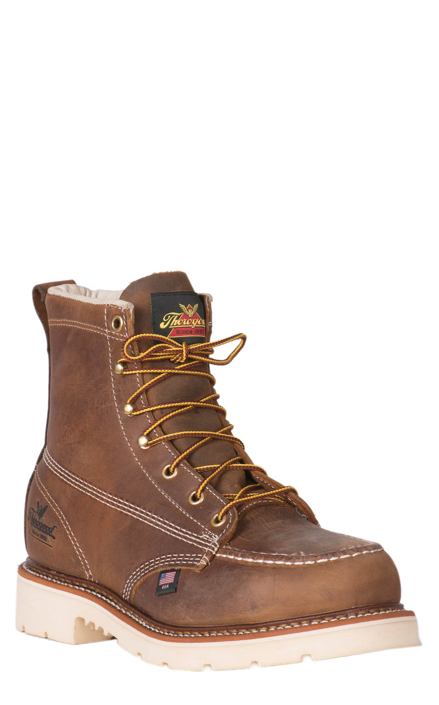 Thorogood Men's American Heritage Crazy Horse Brown Moc Steel Toe 6\