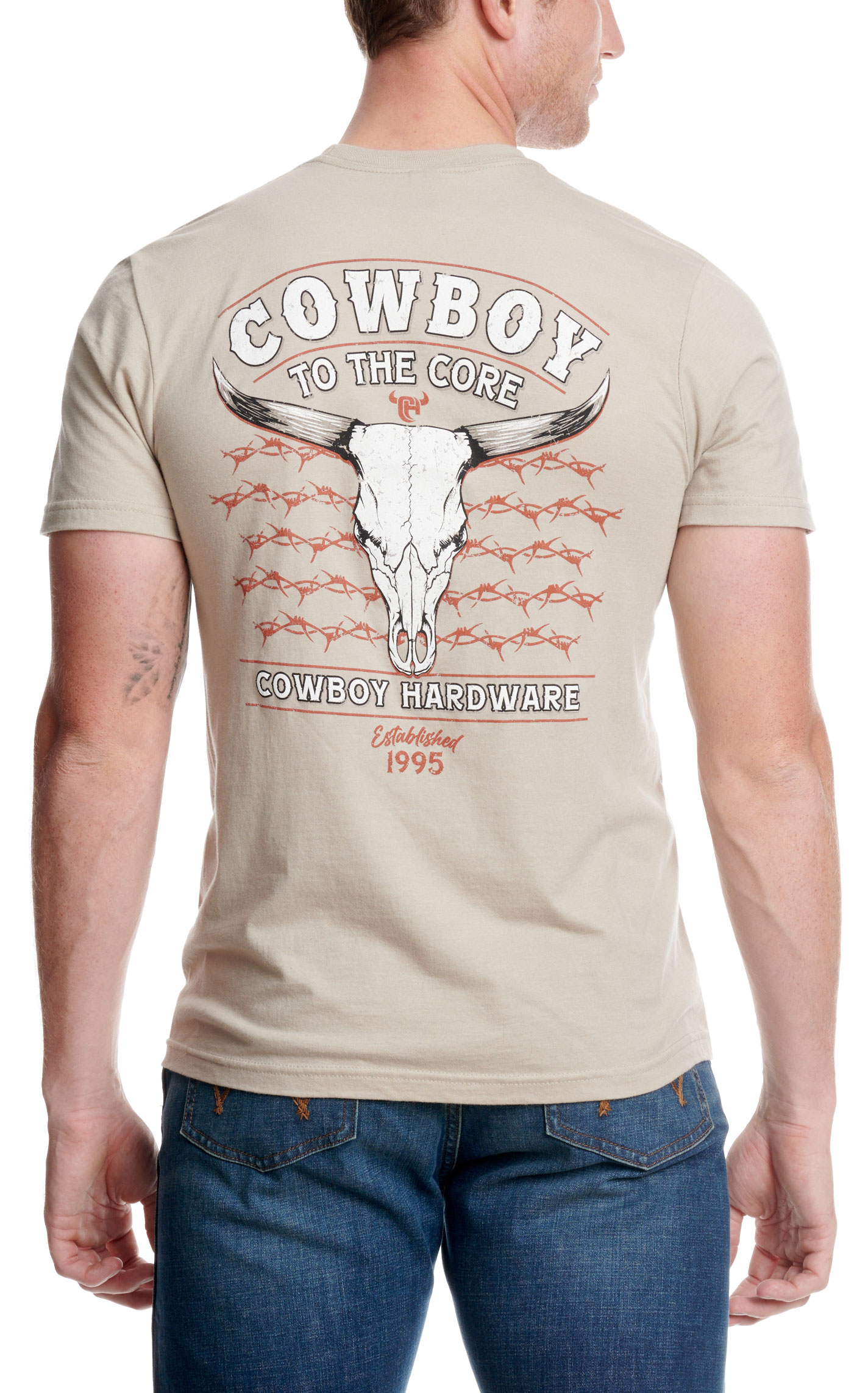 Cowboy Hardware Men's Toasted Sand Logo Graphic T-Shirt - Image 1