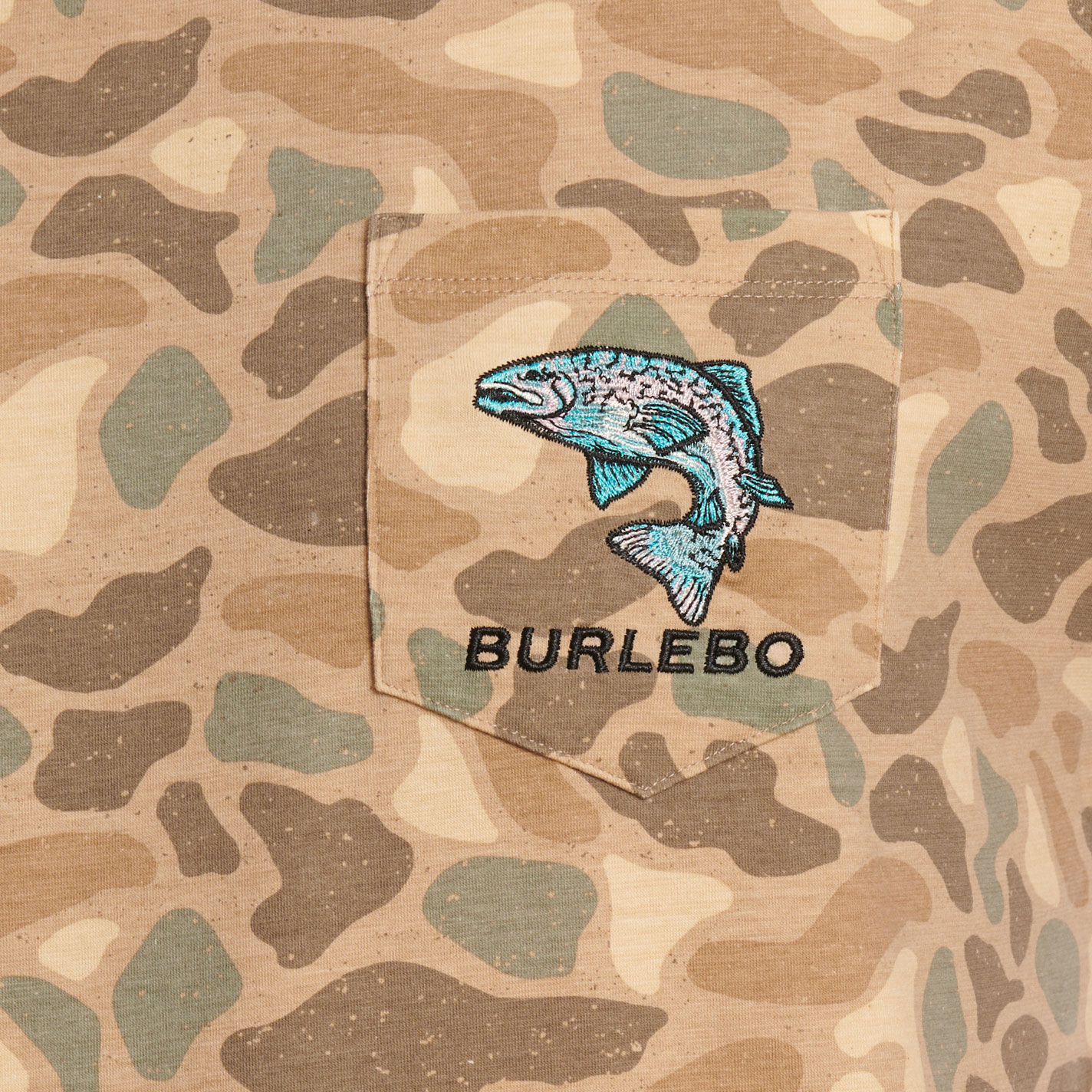 Burlebo Men's Pintail Camo Jumping Trout Pocket T-Shirt - Image 1