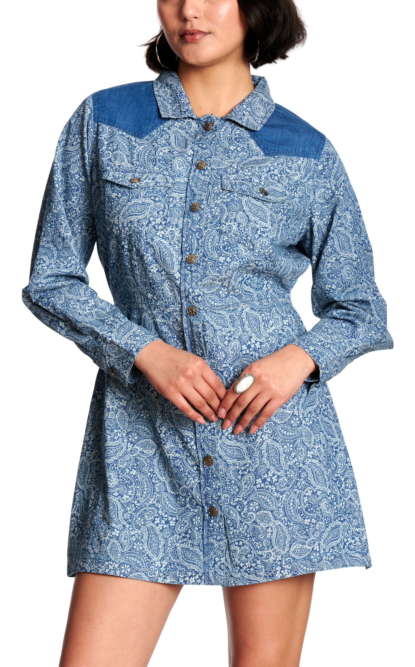 Cotton & Rye Women's Denim Paisley Print Shirt Dress - Image 1