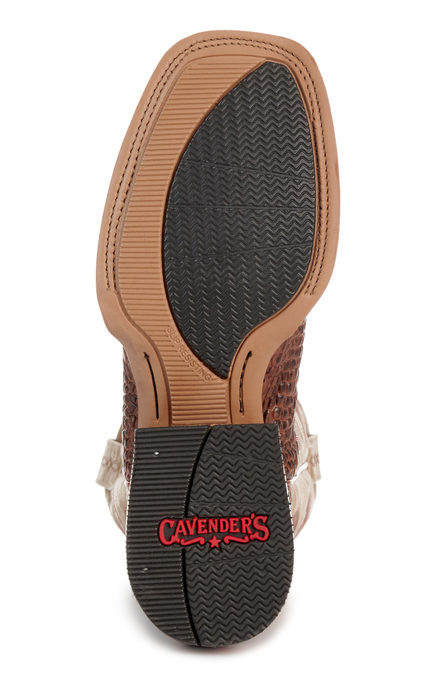 Cavender's Men's Intrepid Antique Cognac Hornback Alligator Print and Bone Wide Square Toe Cowboy Boots - Image 1