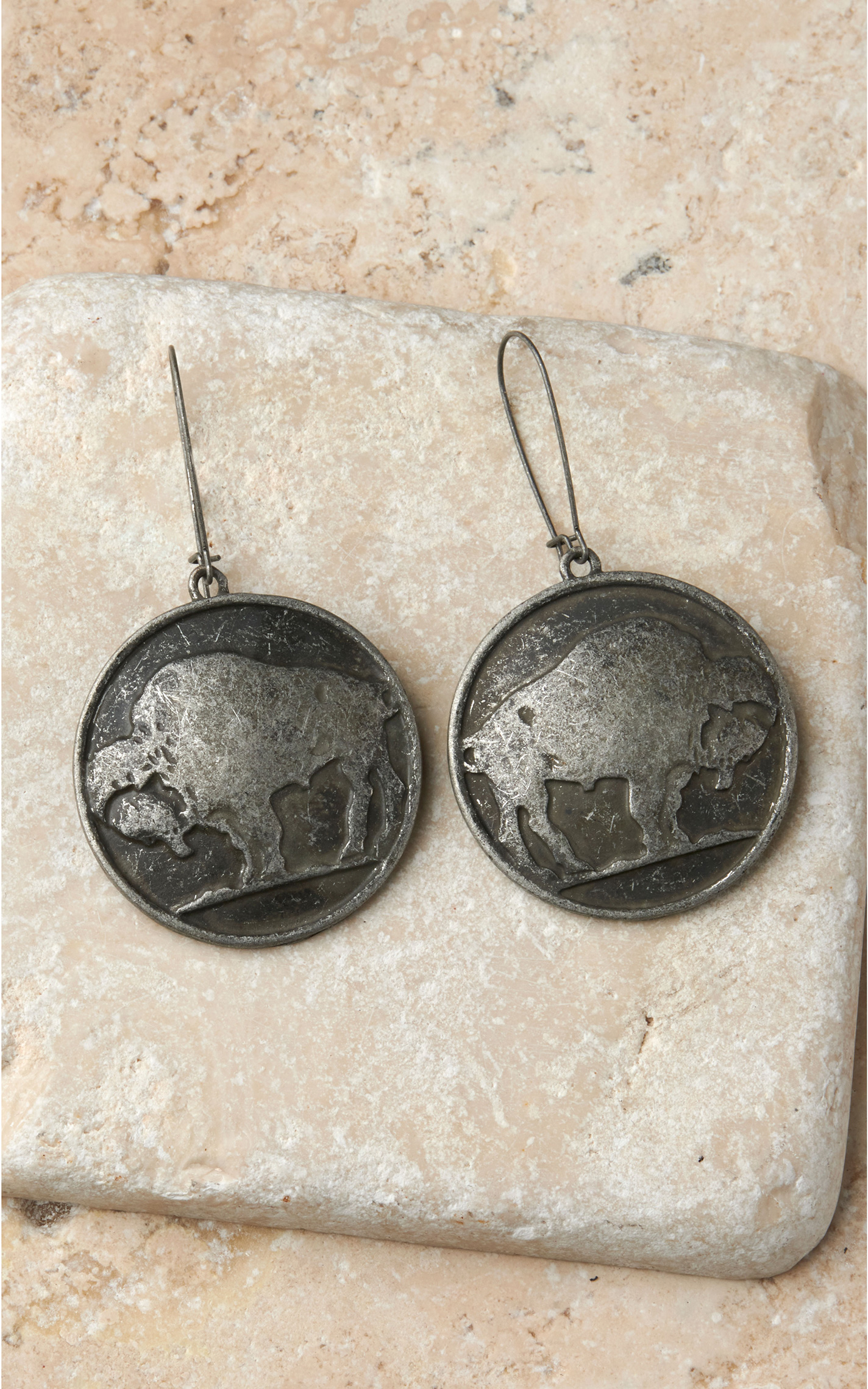 Rockin' C Women's Silver Buffalo Concho Earrings - Image 1