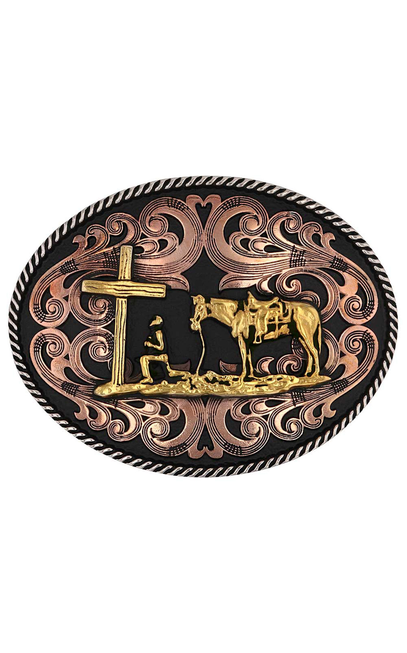 Attitude by Montana Silversmiths Multi-Metal Christian Cowboy Belt Buckle - Image 1