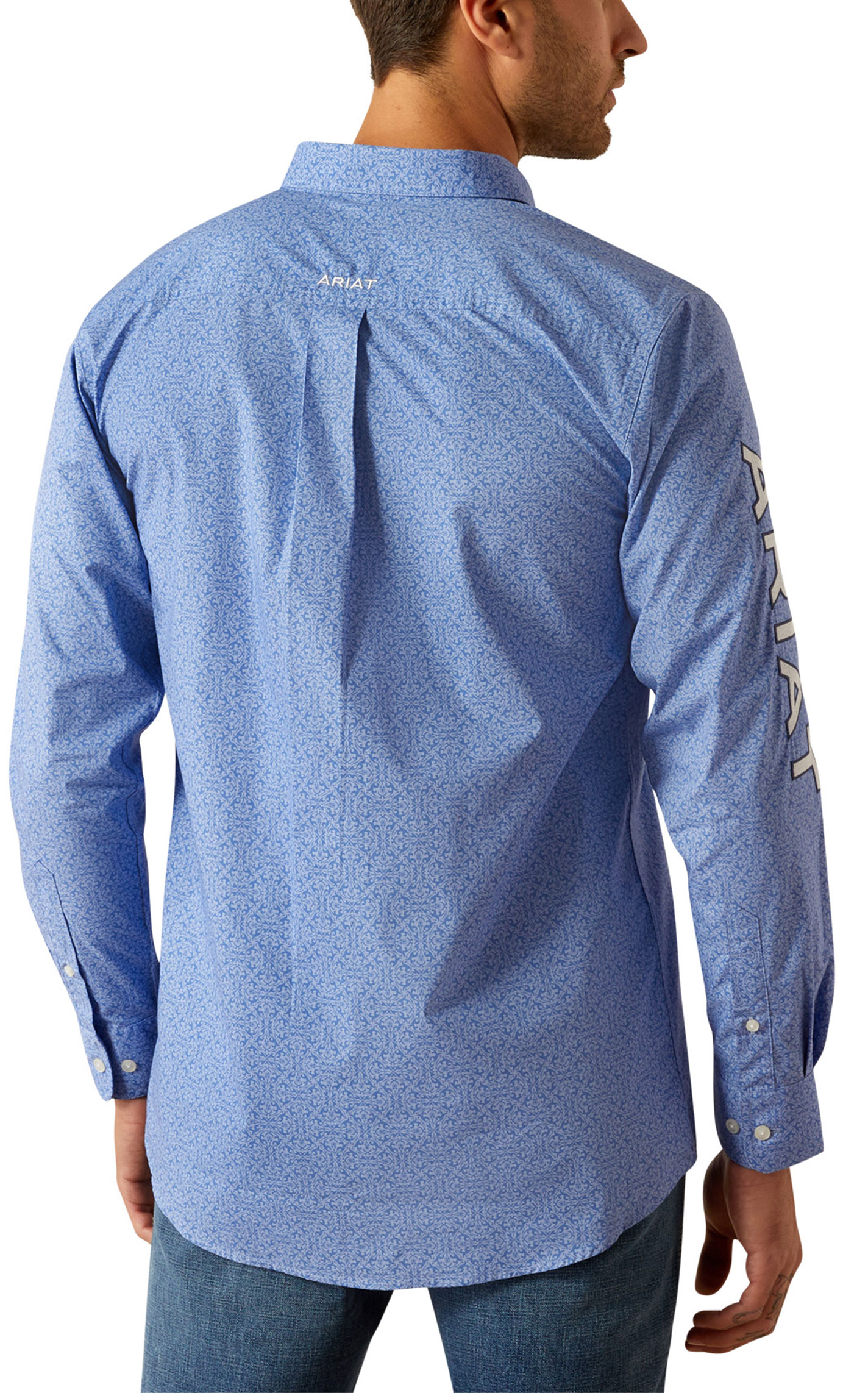 Ariat Men's Team Potter Cornflower Geo Logo Embroidery Western Shirt - Image 1