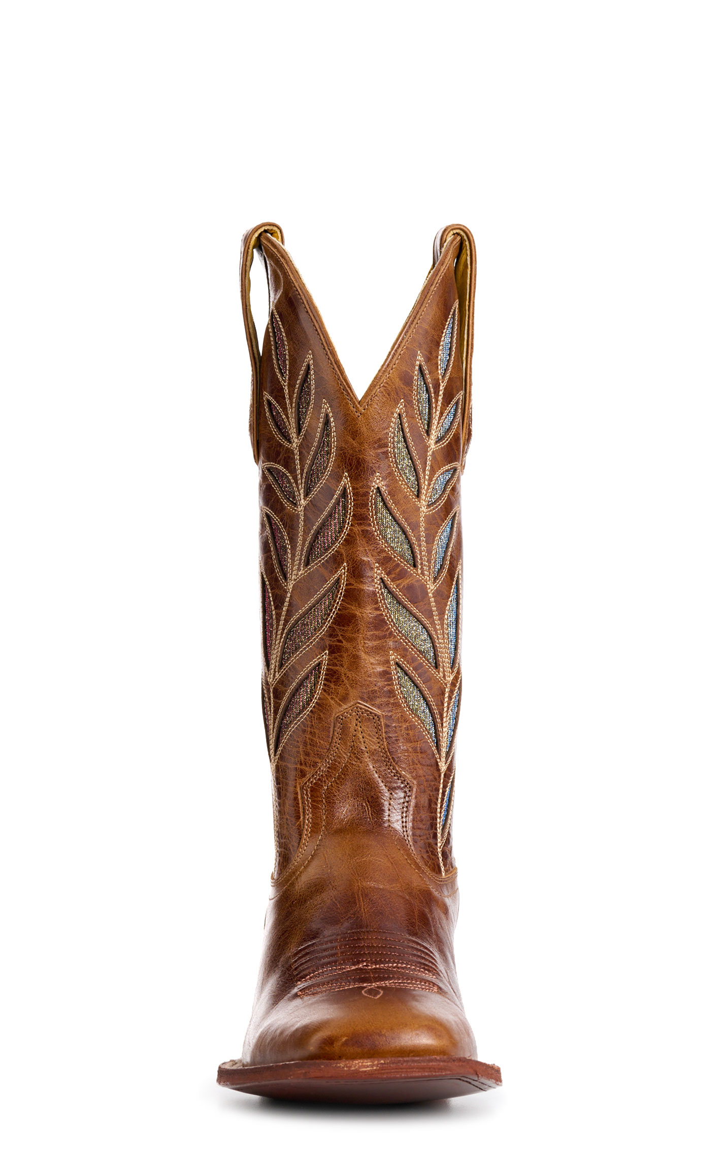 Cavender's Women's Pecan Oryx Botanical Inlay Wide Square Toe Cowboy Boots - Image 1