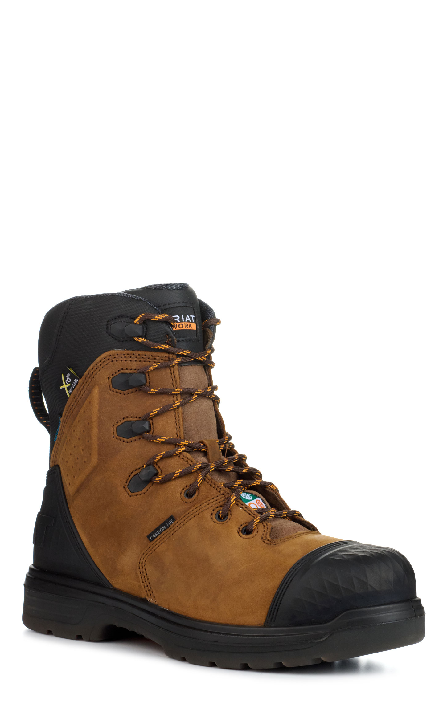 Ariat Men's Turbo Outlaw Brown Puncture Resistant MetGuard Composite Toe Lace Up Work Boots - Image 1