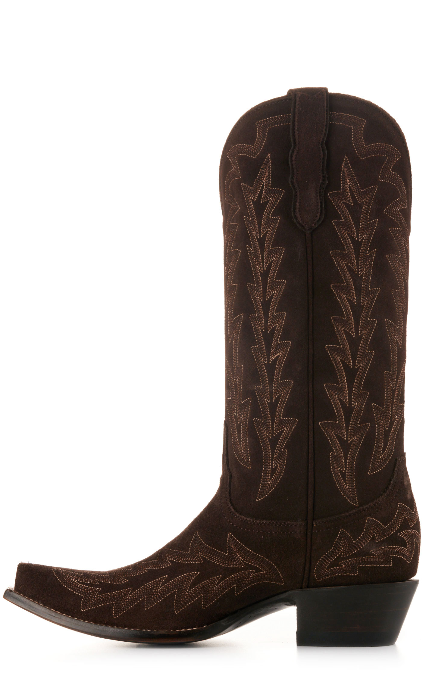 JRC & Sons Women’s McClain Chocolate Water-Resistant Suede Snip Toe Tall Cowboy Boots - Image 1