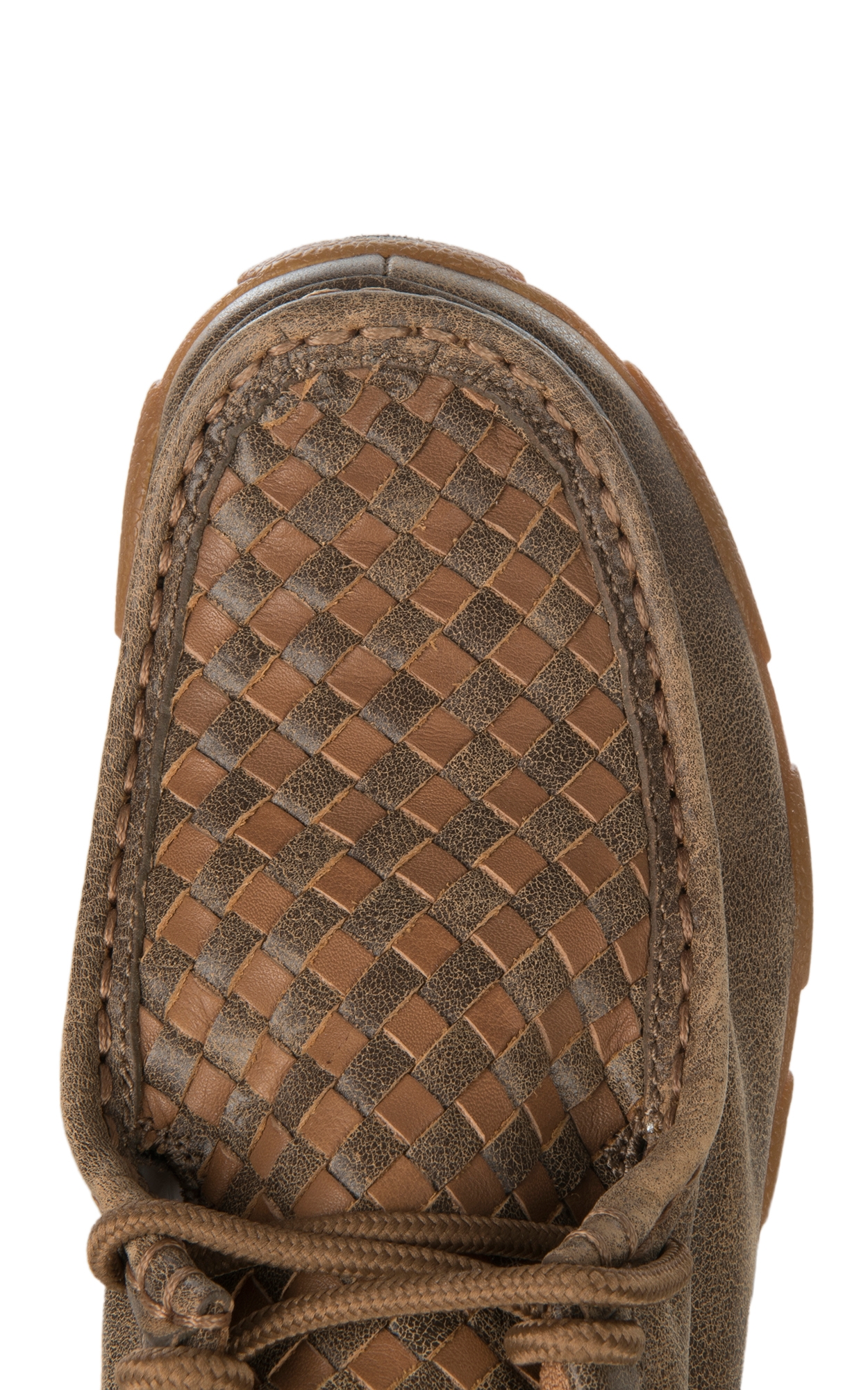 Twisted X Youth Brown Bomber and Tan Basketweave Driving Moccasin - Image 1