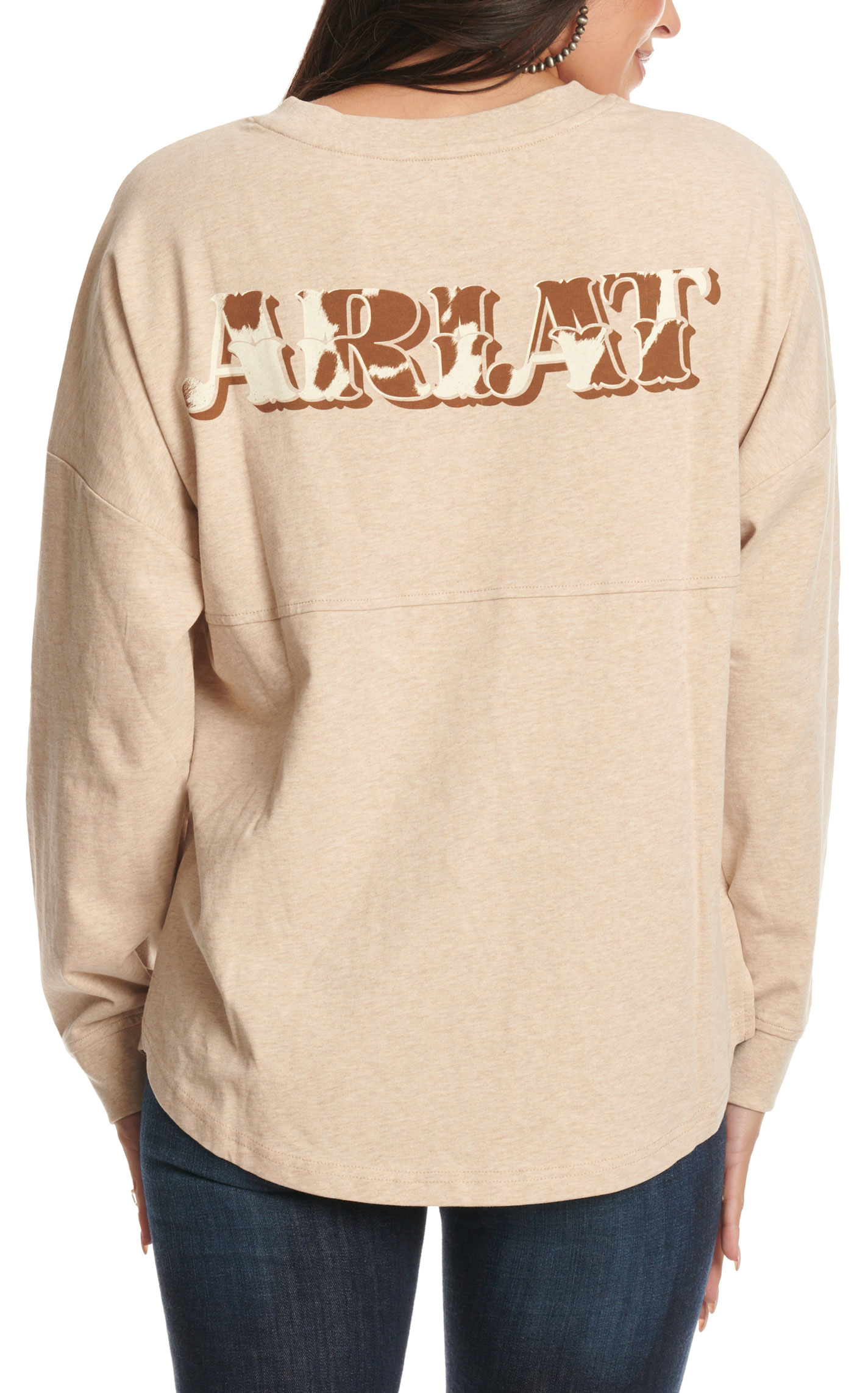 Ariat Women's Oatmeal Logo Graphic Oversized T-Shirt - Image 1