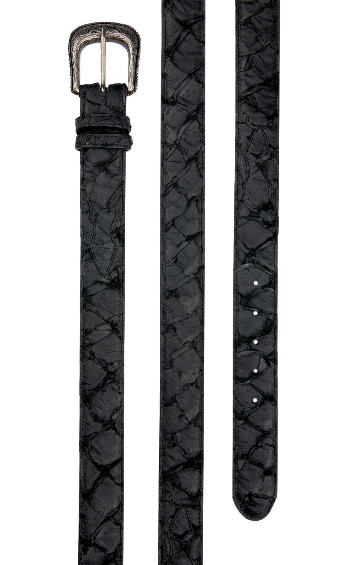 Cavender's Men's Black Pirarucu Print Western Belt - Image 1