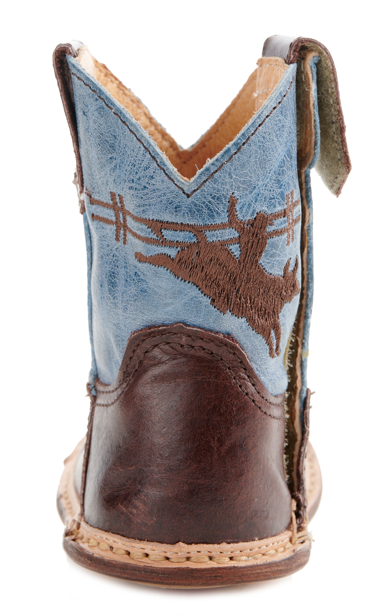 Roper Cowbaby Bull Rider Chocolate & Denim Square Toe Boots - Image 1