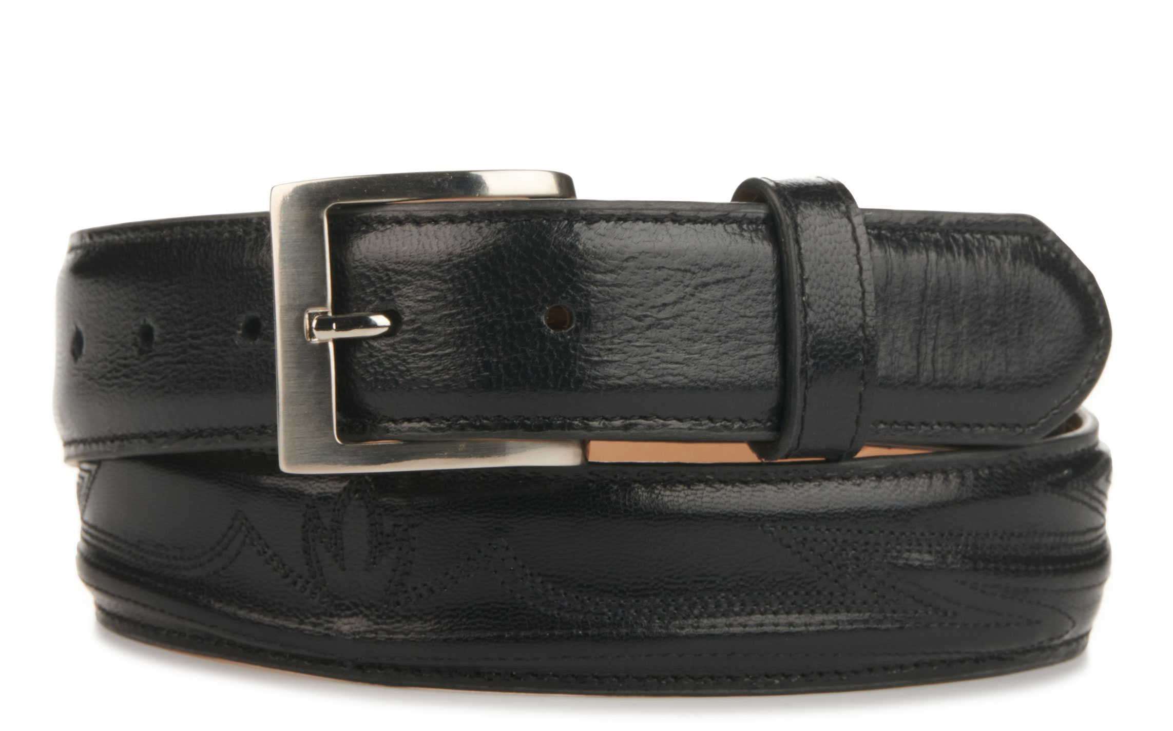JRC & Sons Men's Black Stitched Goat Leather Western Belt - Image 1