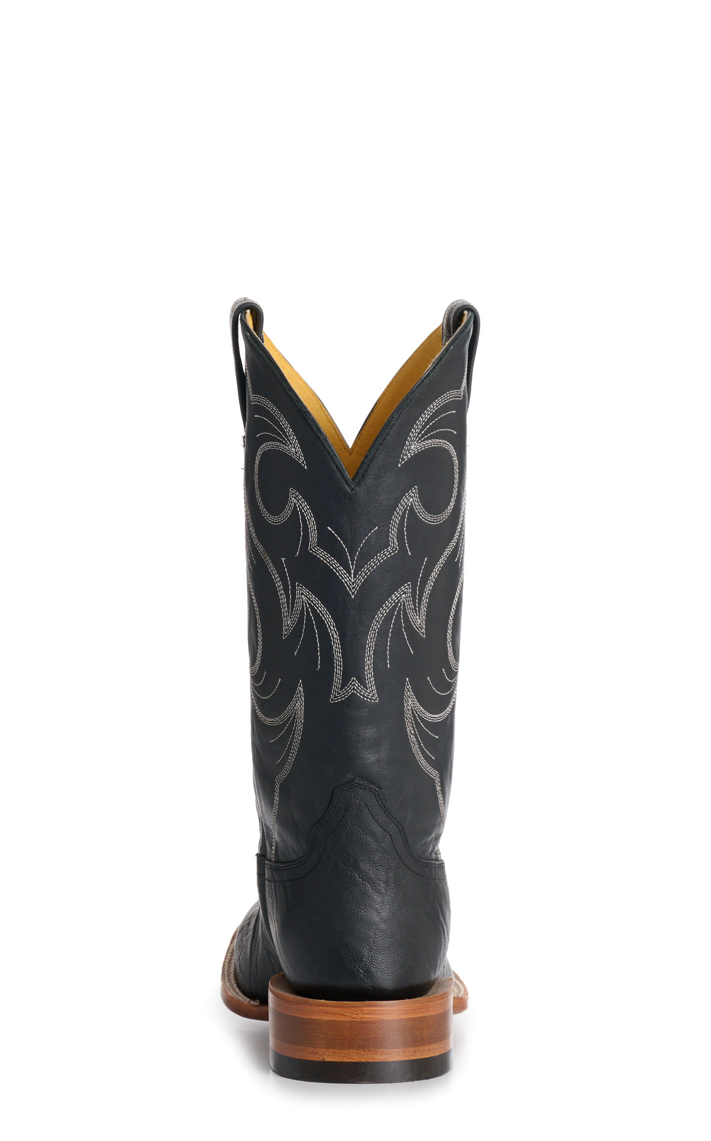 Cavender’s Men’s Black Leather Wide Square Toe Cowboy Boots - Image 1