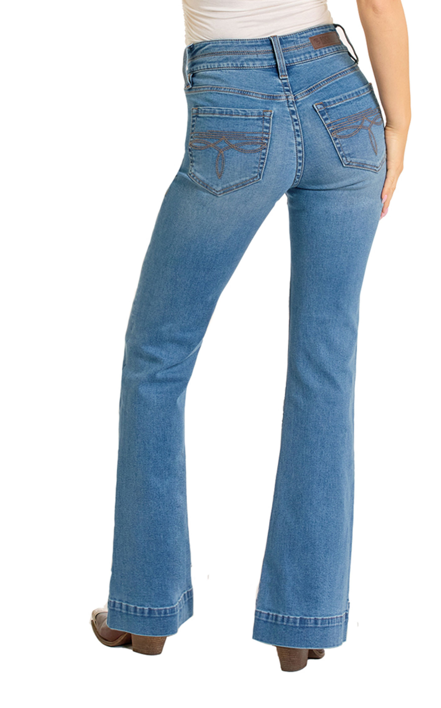 Rock & Roll Denim Women's Extra Stretch Double Waistband Trouser Leg Jeans - Image 1