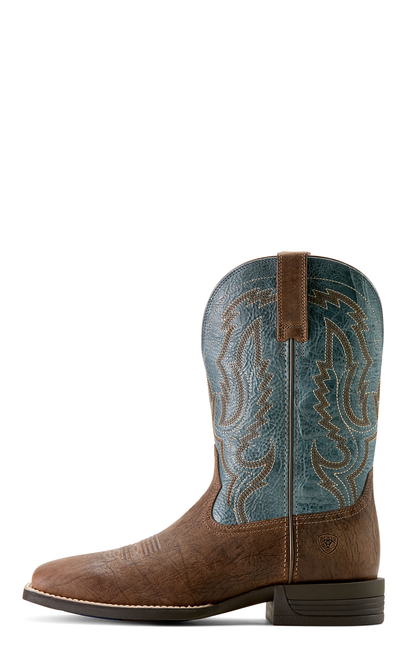 Ariat Men's Steadfast Shock Shield Dusk Brown & Baby Blue Eyes Wide Square Toe Cowboy Boots - Image 1
