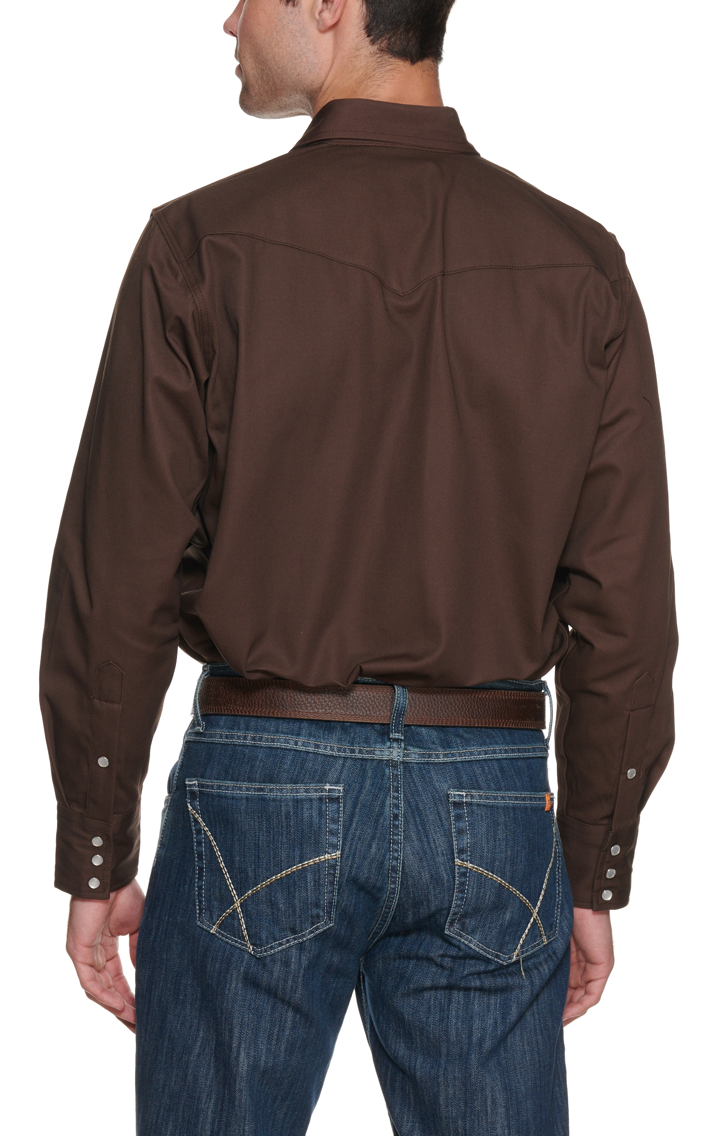 Cowboy Workwear Dark Brown Snap Western Workshirt - Image 1