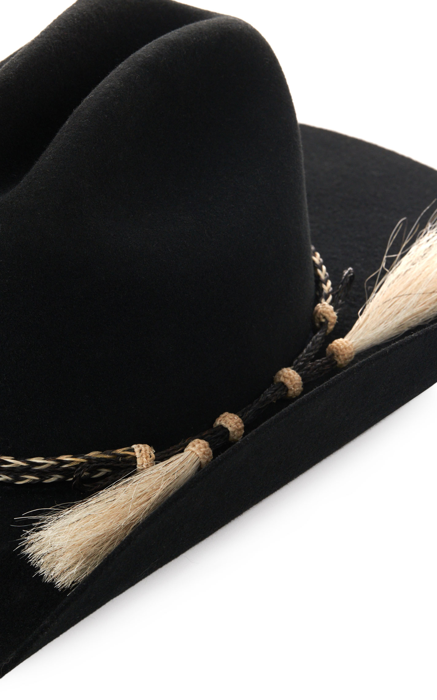 Double S Men's Black and Natural Braided Hatband - Image 1