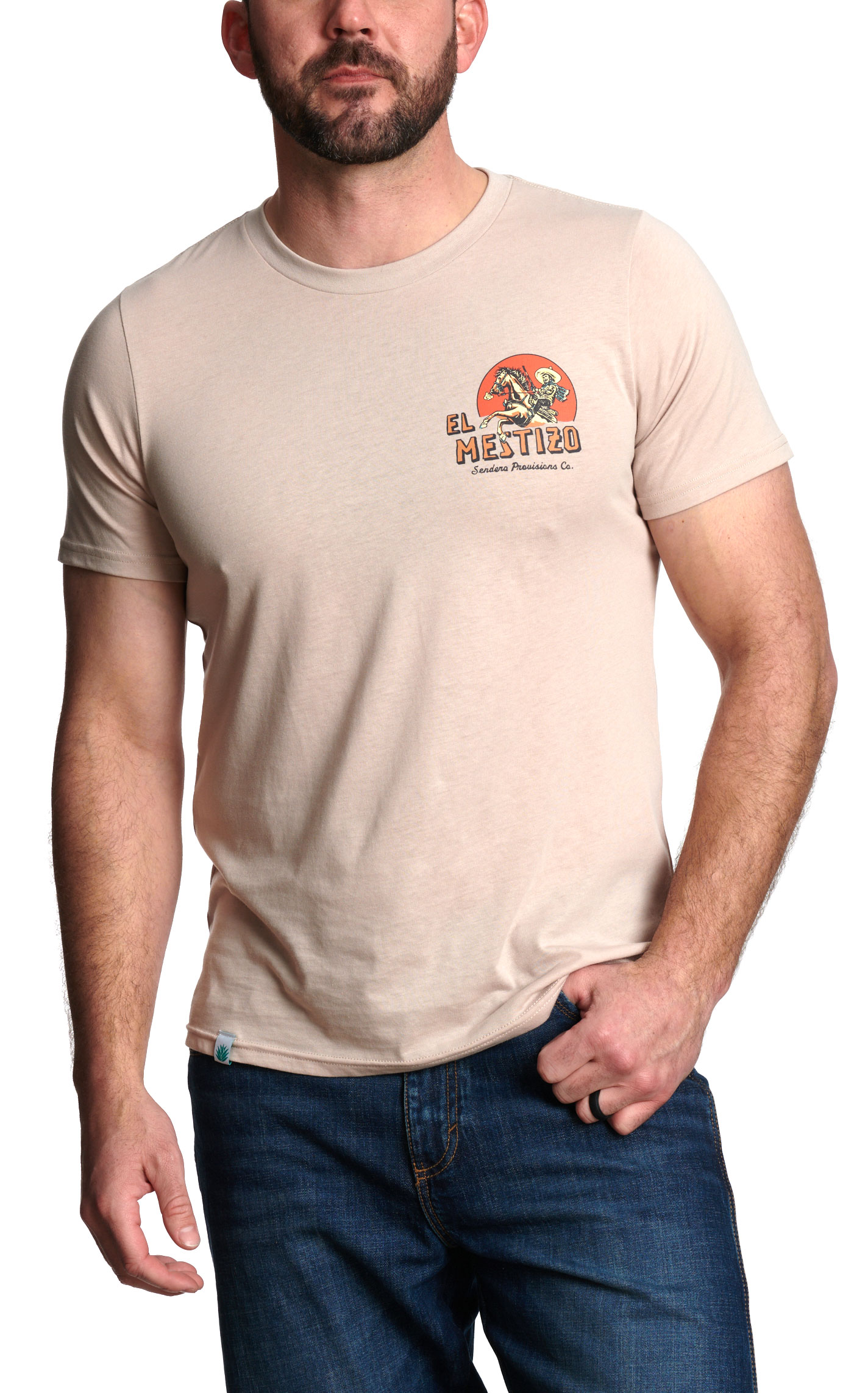 Sendero Provisions Co. Men's Sand El Mestizo Logo Graphic T-Shirt - Image 1