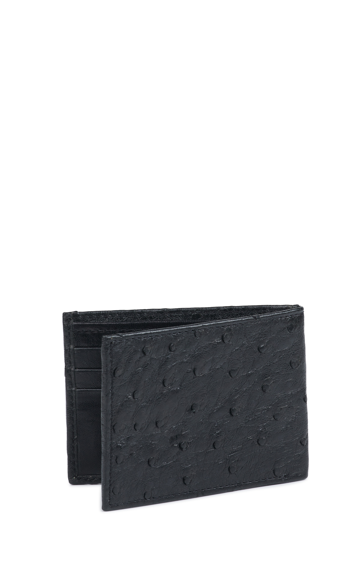 JRC & Sons Men's Black Ostrich Leather Bifold Exotic Wallet - Image 1