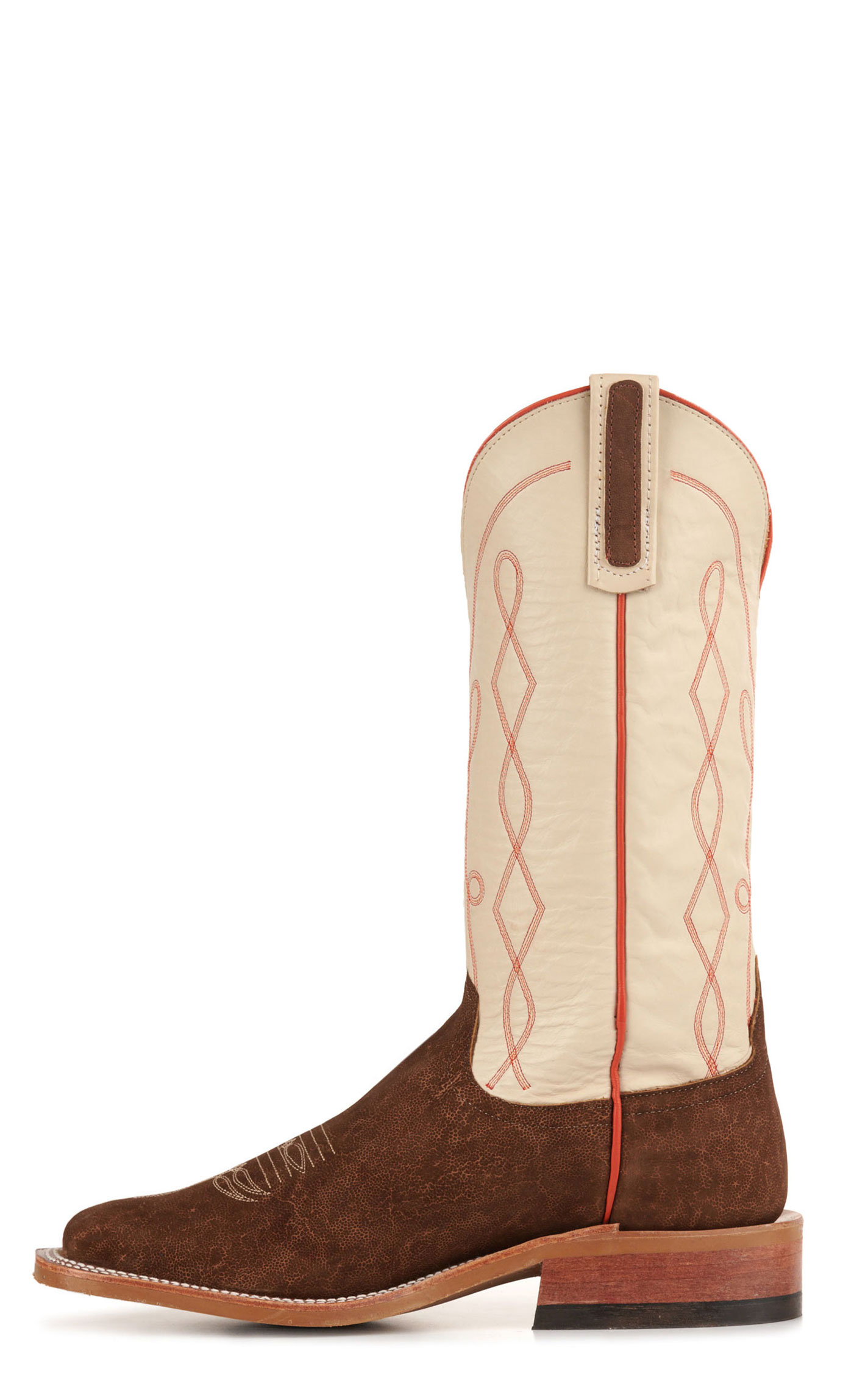 Anderson Bean Men's Tan Buffed Elephant and Bone Wide Square Toe Exotic Cowboy Boots - Image 1