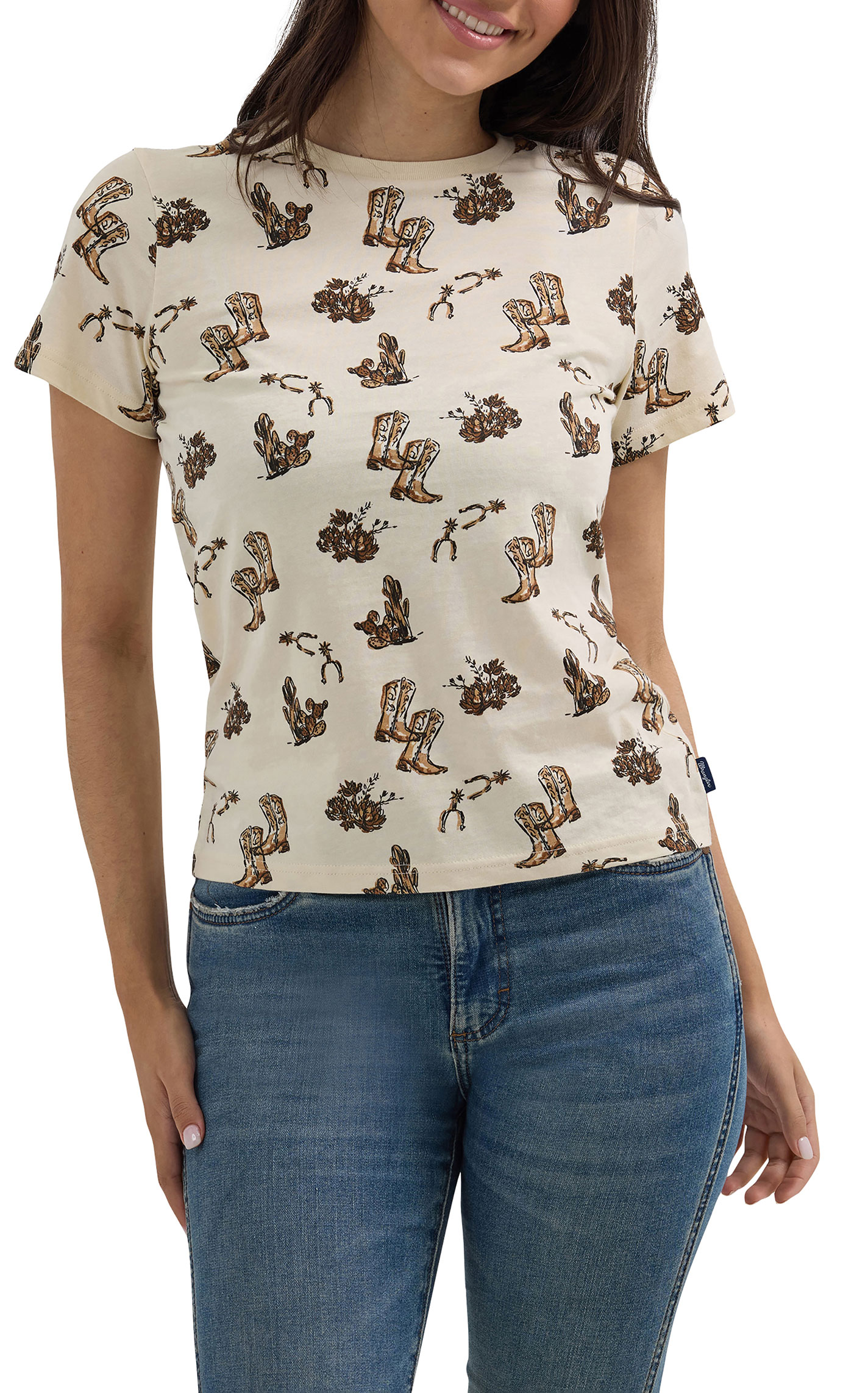 Wrangler Retro Women's Cream Western Print T-Shirt - Image 3