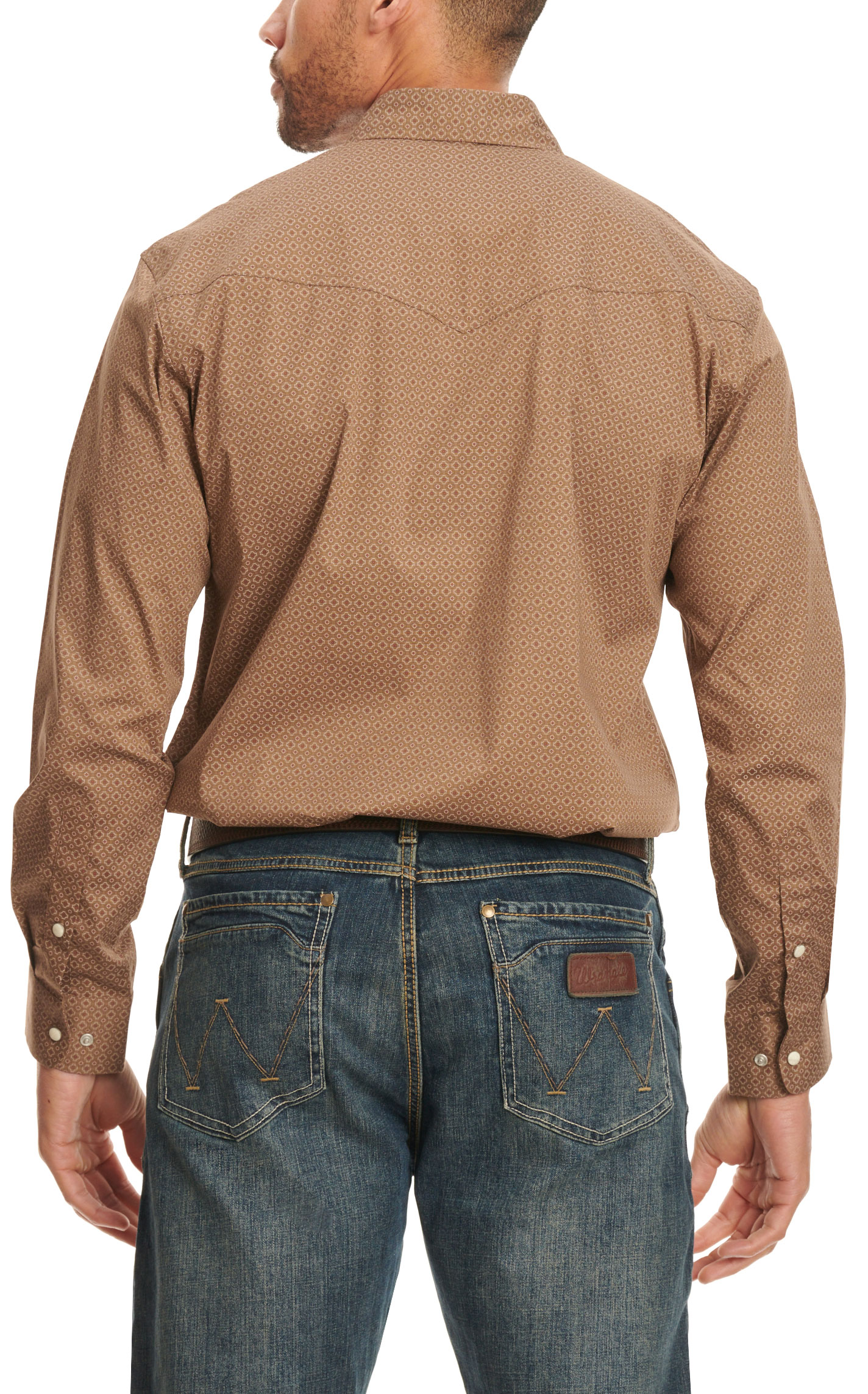 Rafter C Men's ProFlex45 Cinnamon Geo Print Stretch Western Shirt - Image 1