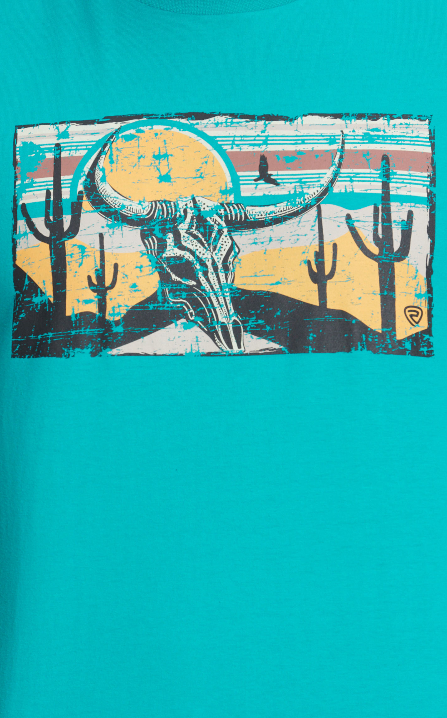 Rock & Roll Denim Unisex Turquoise & Desert Skull Graphic T-Shirt - Image 1