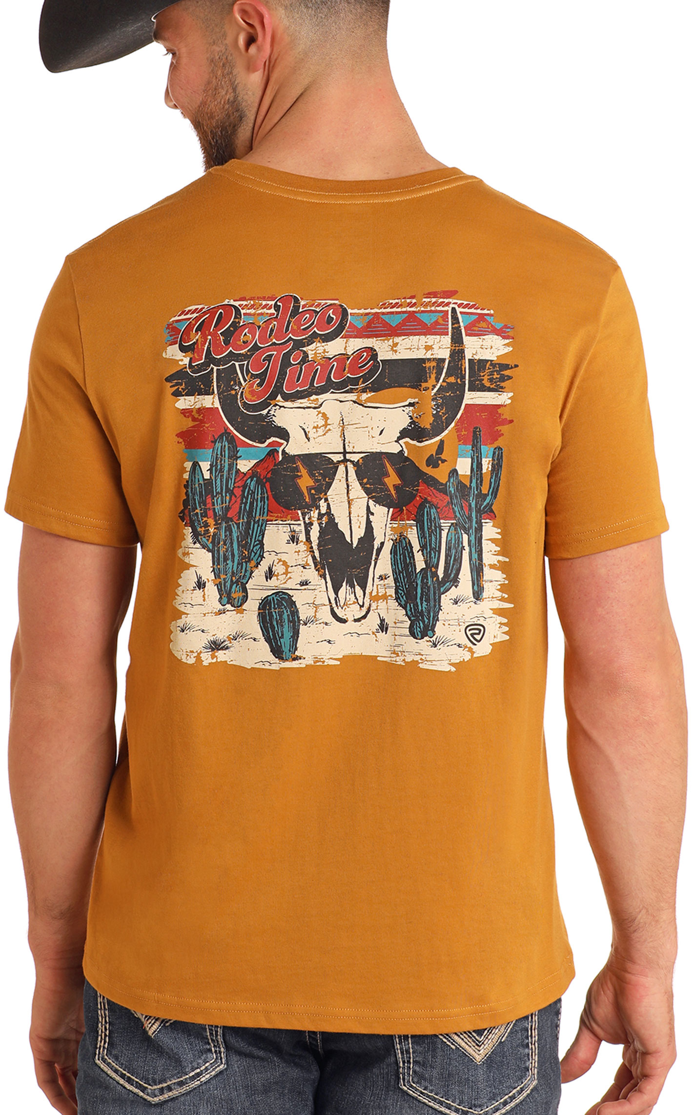 Rock & Roll Denim & Dale Brisby Men's Honey Mustard Graphic T-Shirt - Image 1