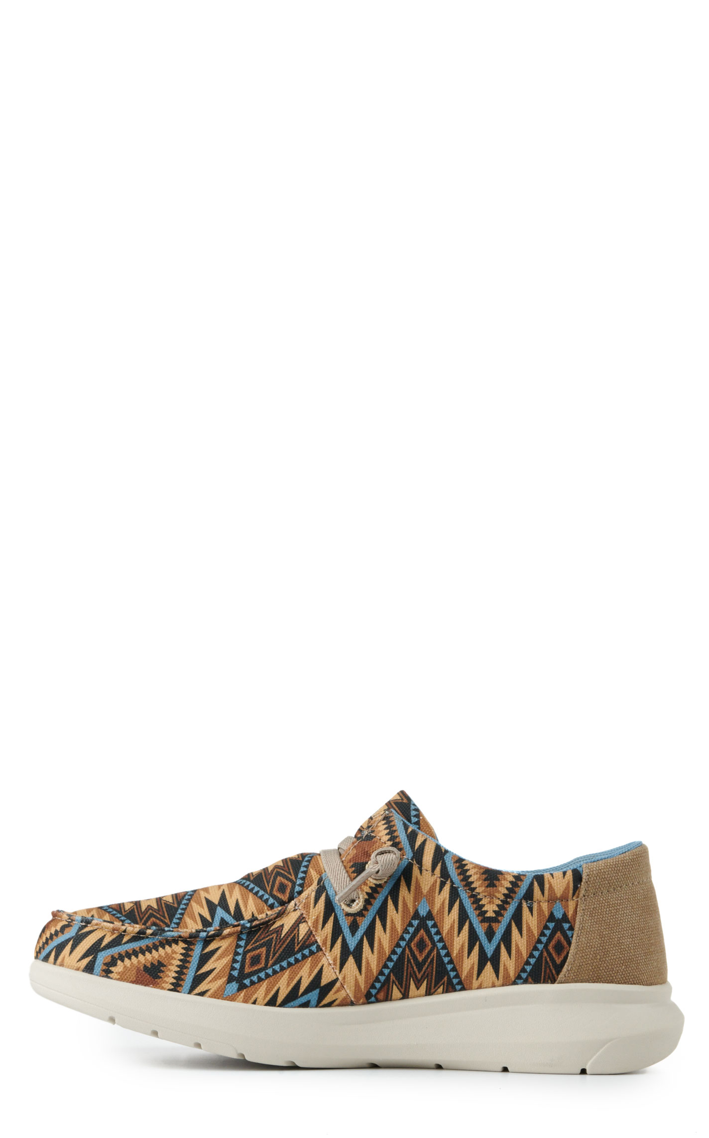 Ariat Men's Hilo Tan and Blue Aztec Print Moc Toe Lace Up Casual Shoe - Image 1