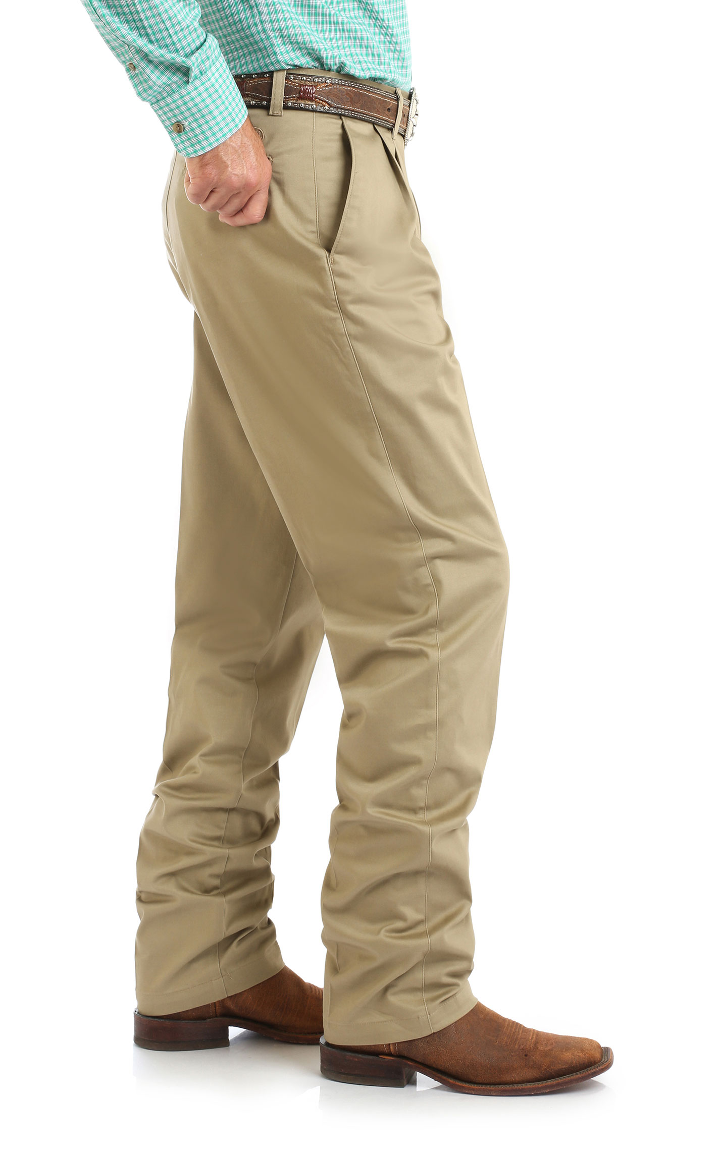 Wrangler Men's Khaki Pleated Front Relaxed Fit Wrinkle Resistant Casual Pants - Image 1