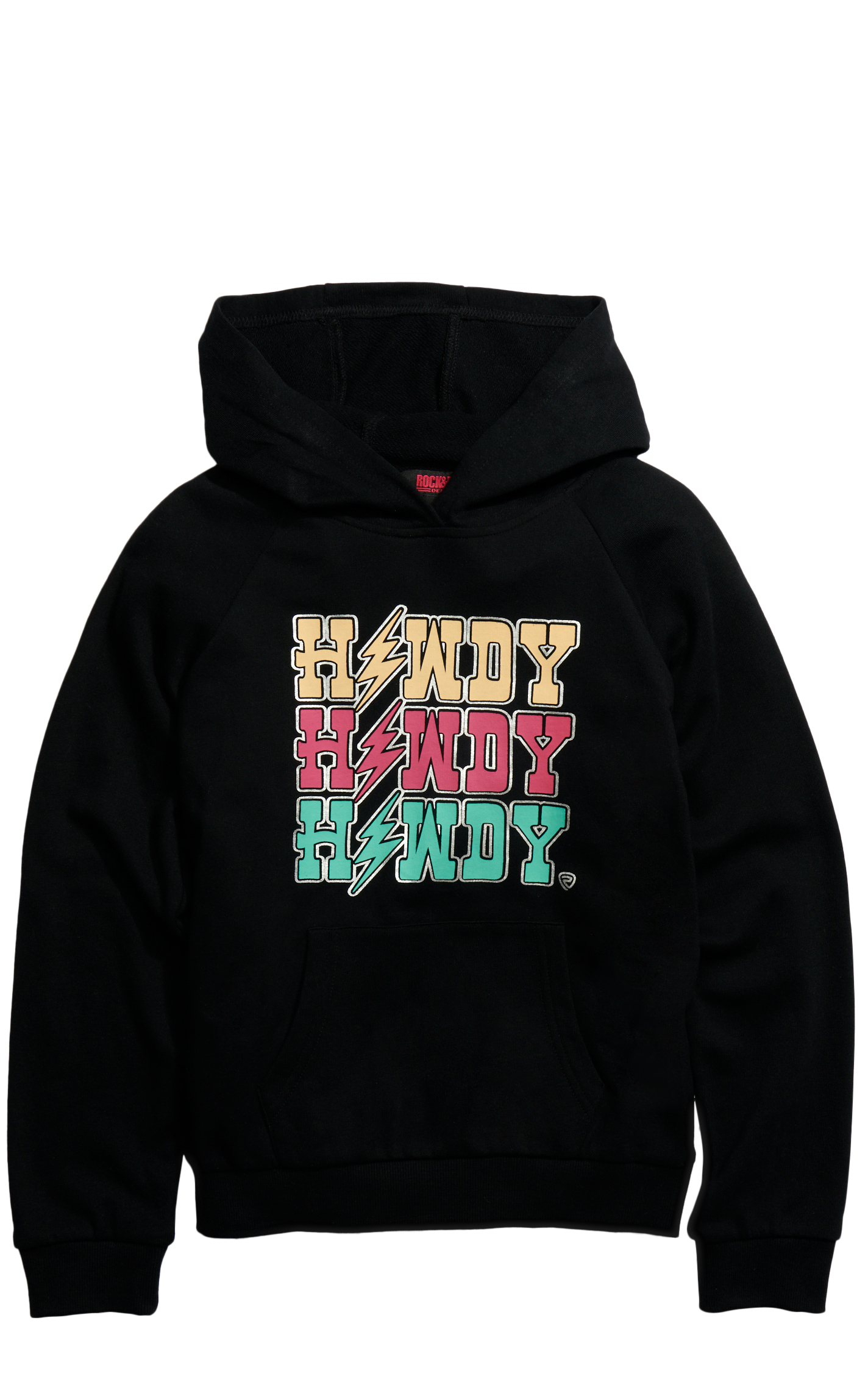 Rock & Roll Denim Girl's Black Howdy Graphic Hoodie - Image 1