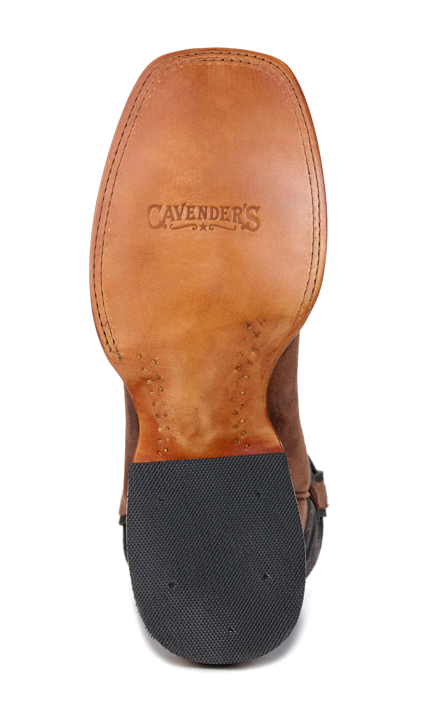 Cavender's Men's Brown Roughout and Black Wide Square Toe Cowboy Boots - Image 1