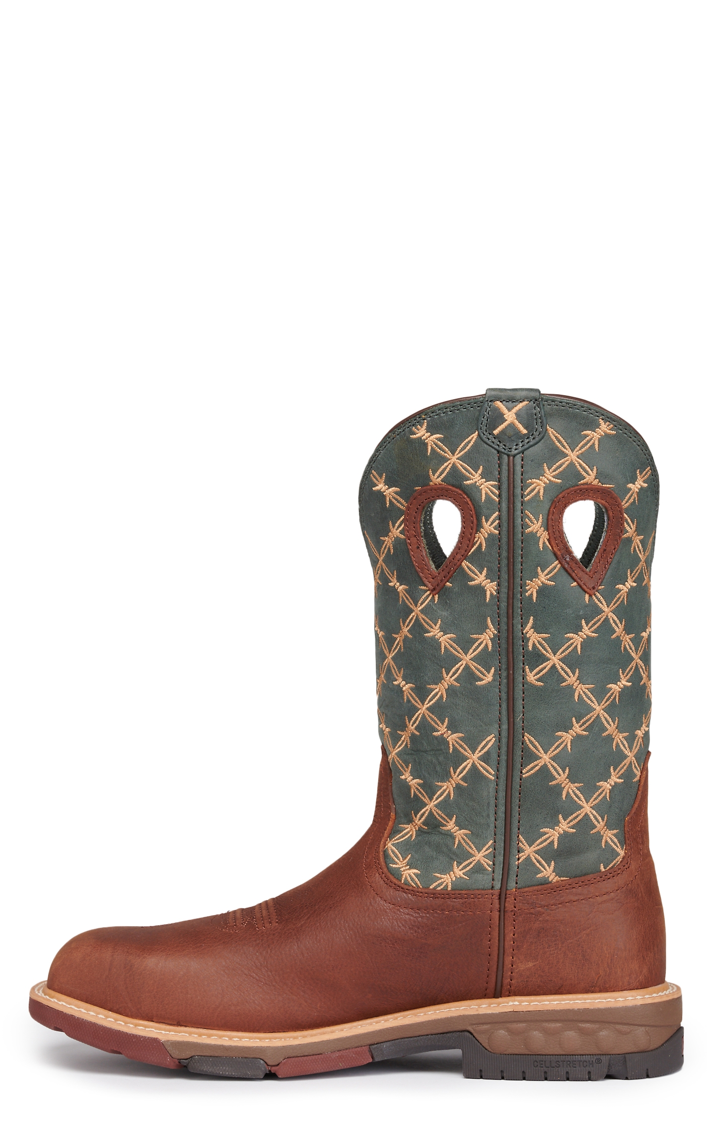 Twisted X Men's Mocha and Slate with Barbwire Embroidery CellStretch Square Nano Composite Toe Work Boot - Image 1